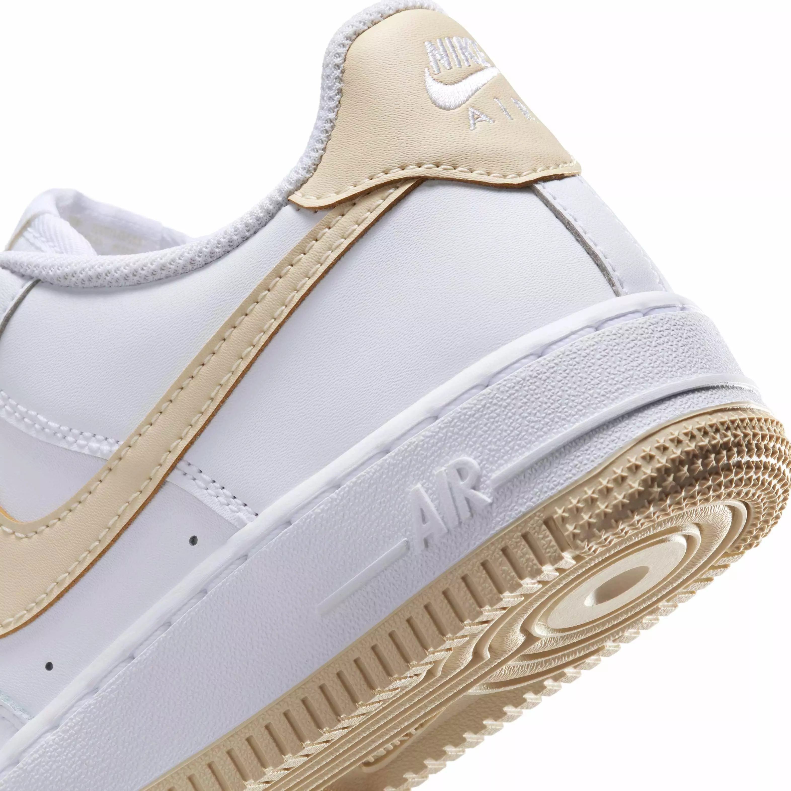 Nike Air Force 1 "White/White/Light Khaki" Grade School Boys' Shoe - WHITE/WHITE/LT KHAKI