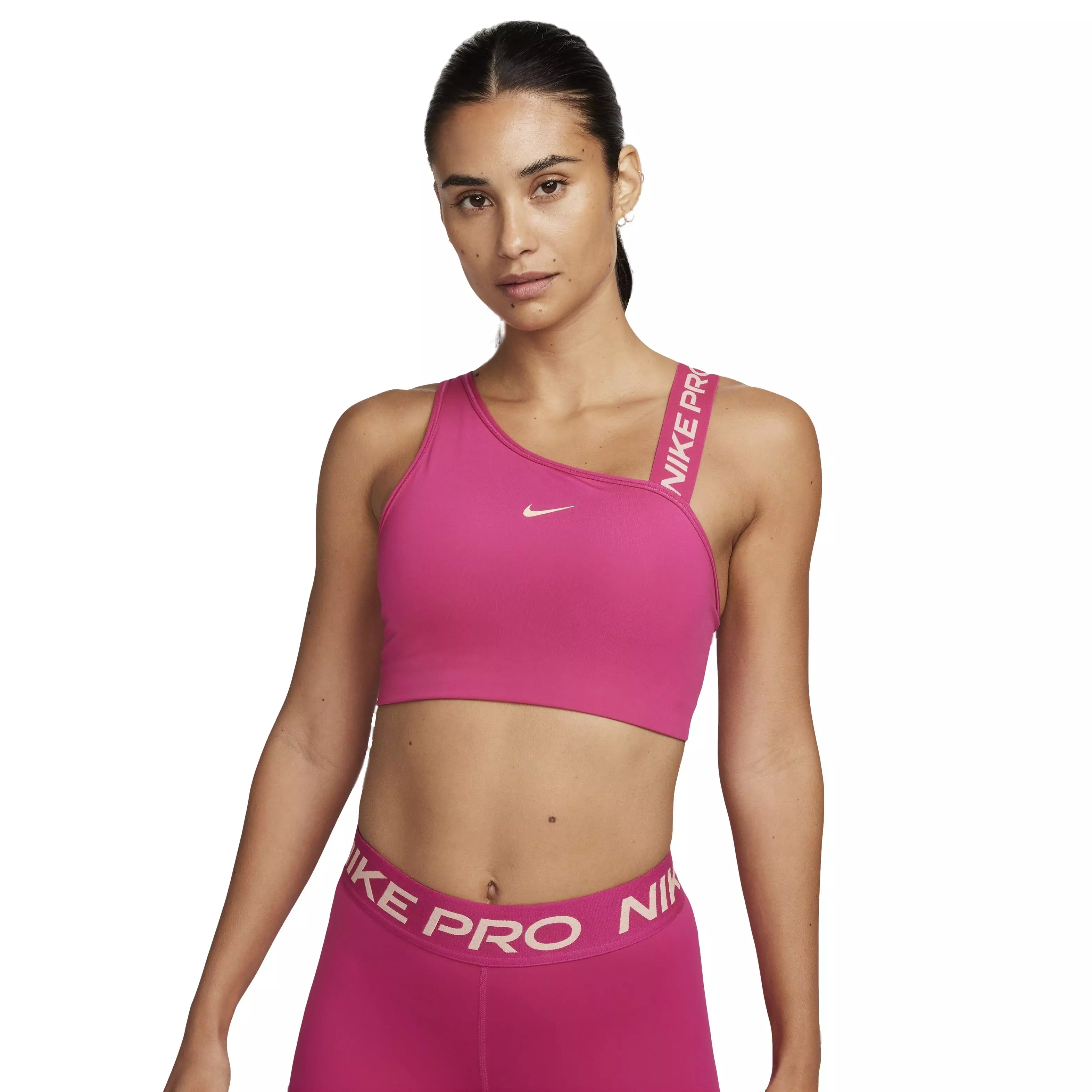 Nike Women's Pro Swoosh Medium-Support Asymmetrical Sports Bra - PINK