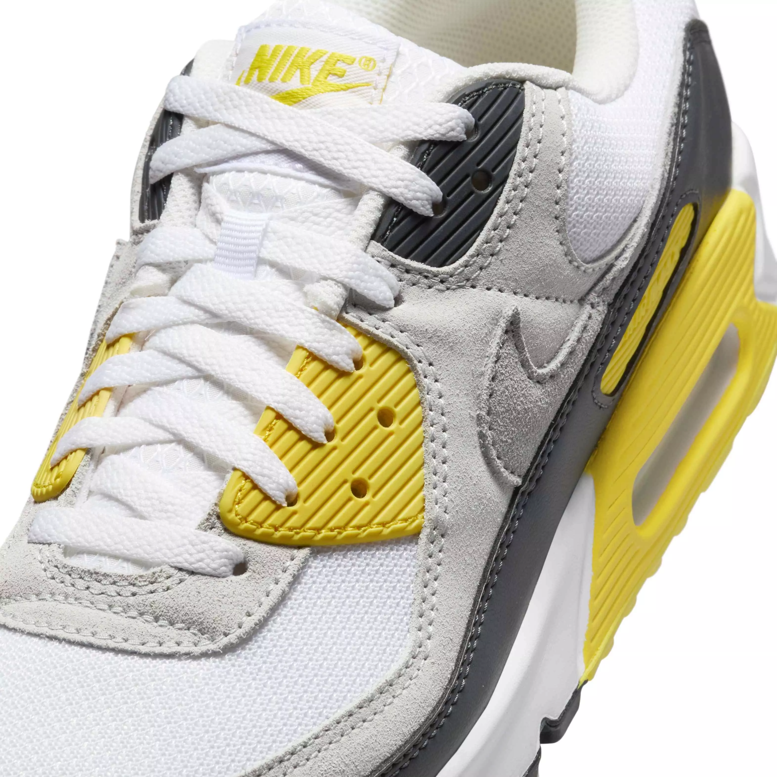 Nike Air Max 90 "White/Lightning/Photon Dust/Light Smoke Grey" Men's Shoe - WHITE/GREY/YELLOW