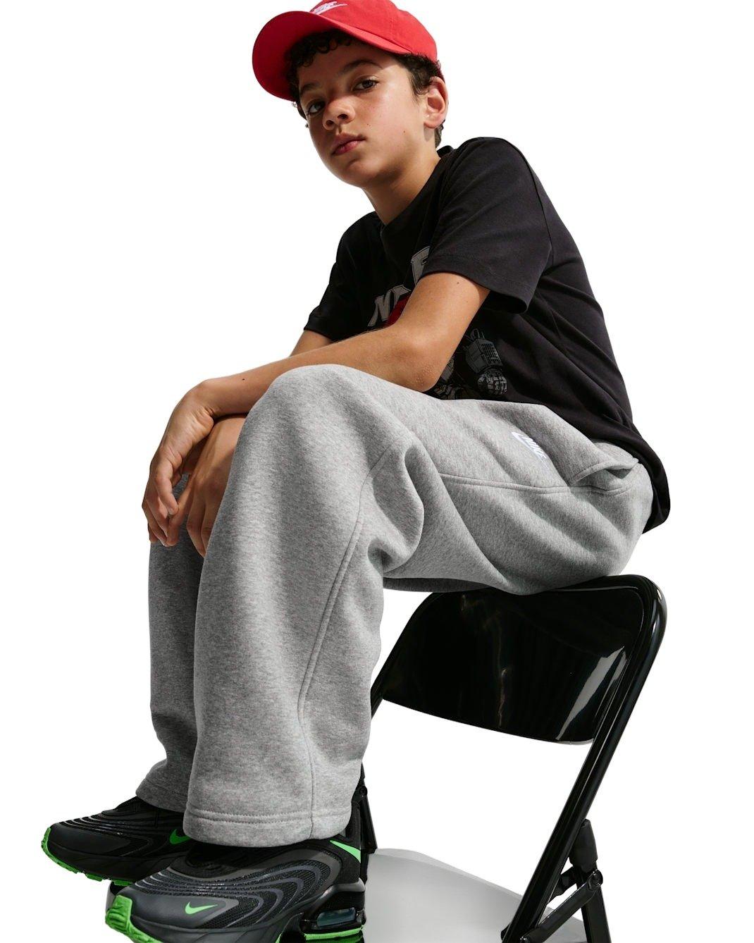 Nike Big Kids' Sportswear Loose Open-Hem Pants - Grey - GREY Thumbnail View 3