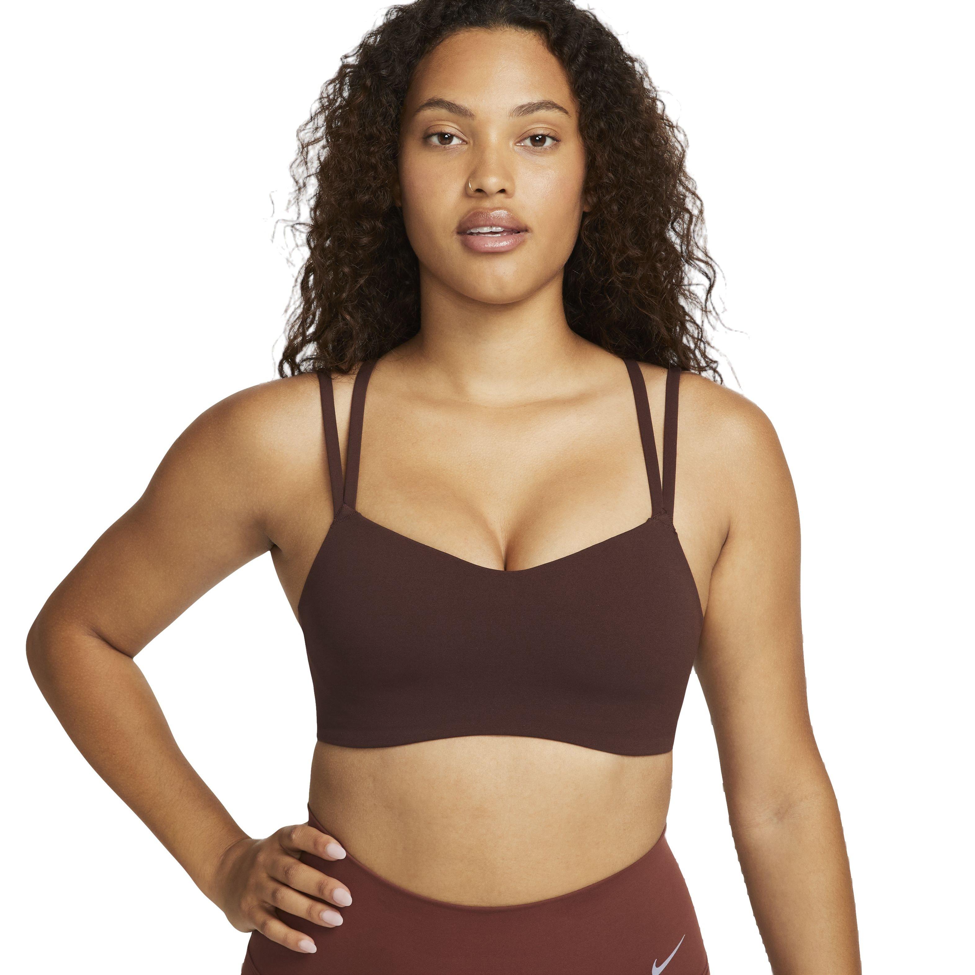 Nike Women's Dri-FIT Alate Trace Light Support Padded Strappy Sports Bra - BROWN Thumbnail View 1