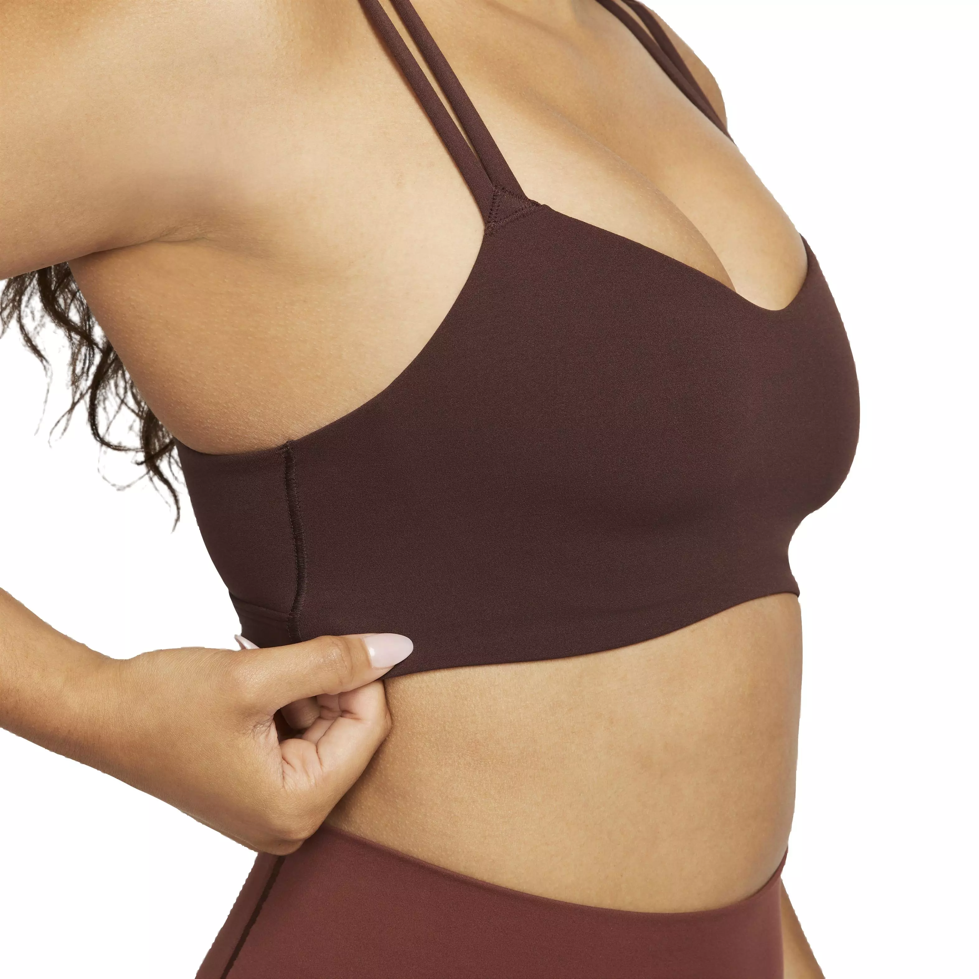 Nike Women's Dri-FIT Alate Trace Light Support Padded Strappy Sports Bra - BROWN