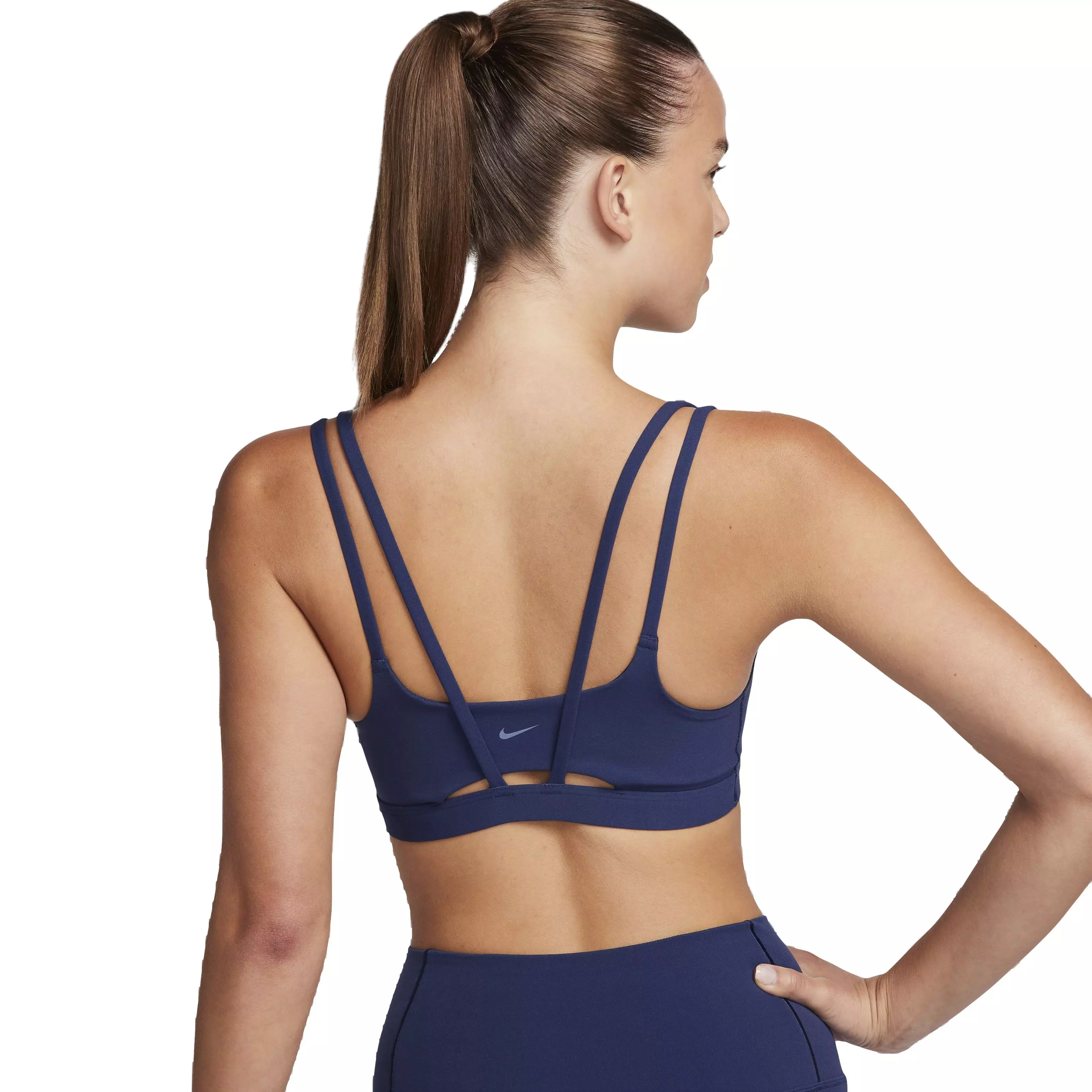 Nike Women's Dri-FIT Alate Trace Light Support Padded Strappy Sports Bra - NAVY