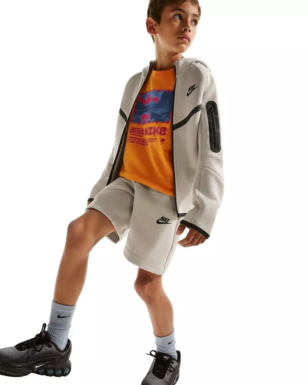 Nike Big Boys' Sportswear Tech Fleece Shorts - Brown - CREAM