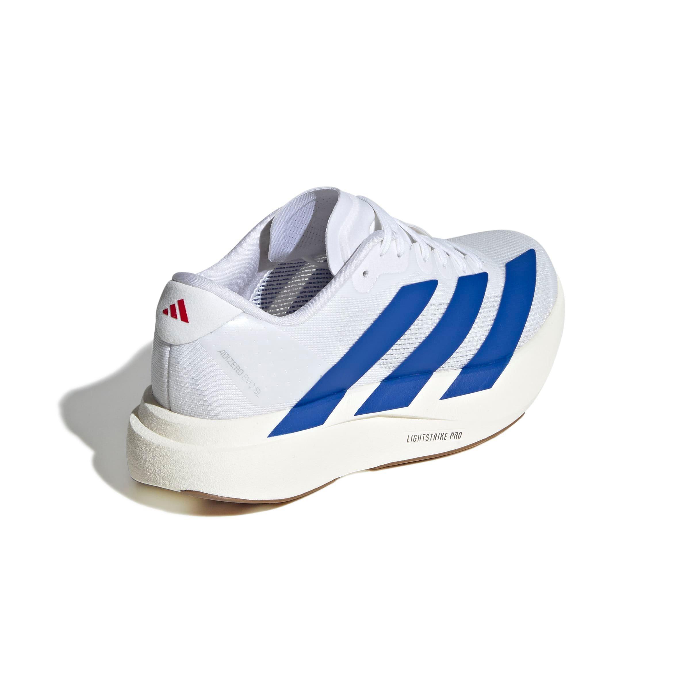 adidas Adizero Evo SL "White/Team Royal Blue/Pure Ruby" Grade School Boys' Running Shoe