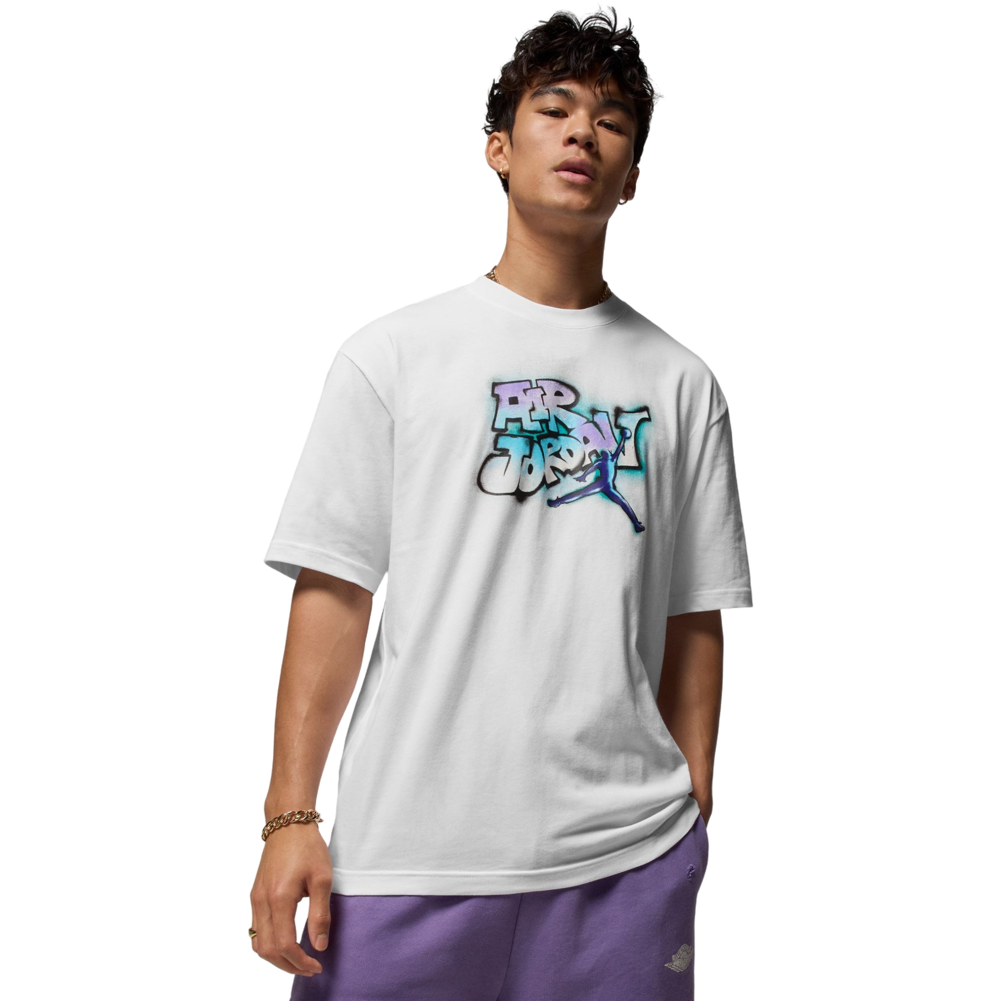 Jordan Men's AJ5 Grape Tee - White - WHITE Thumbnail View 1