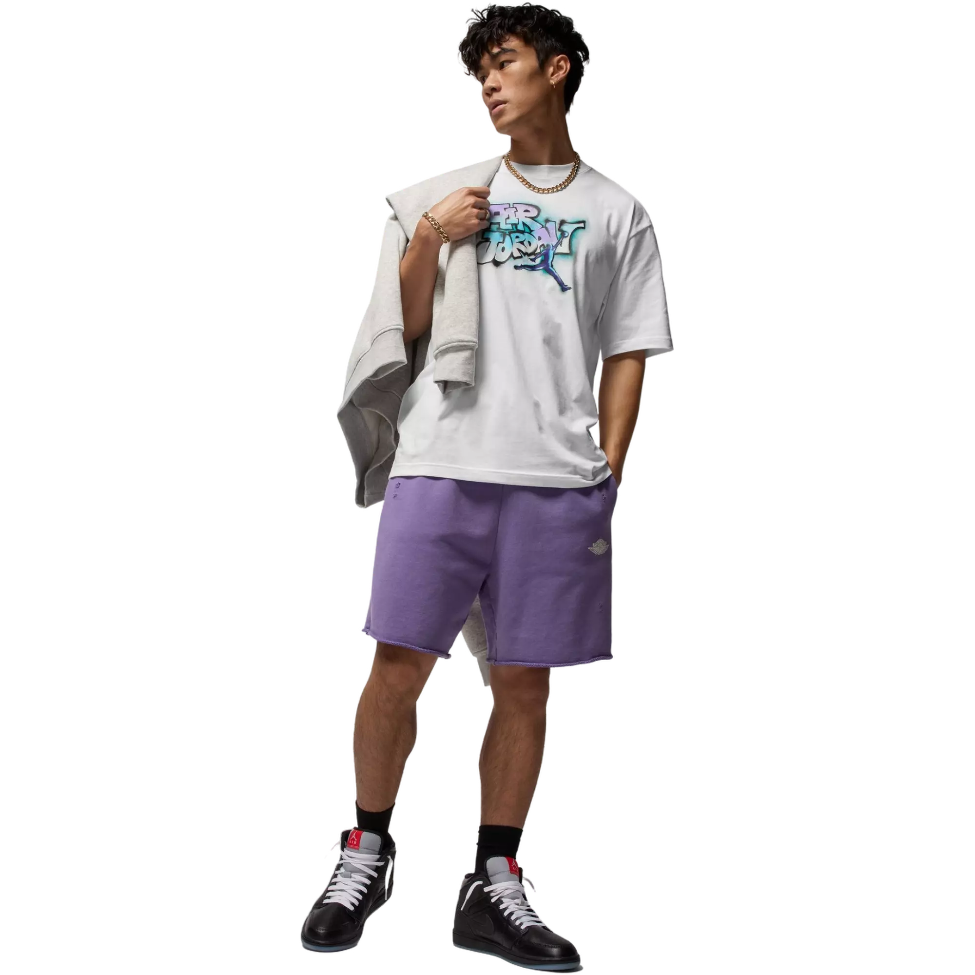 Jordan Men's AJ5 Grape Tee - White - WHITE