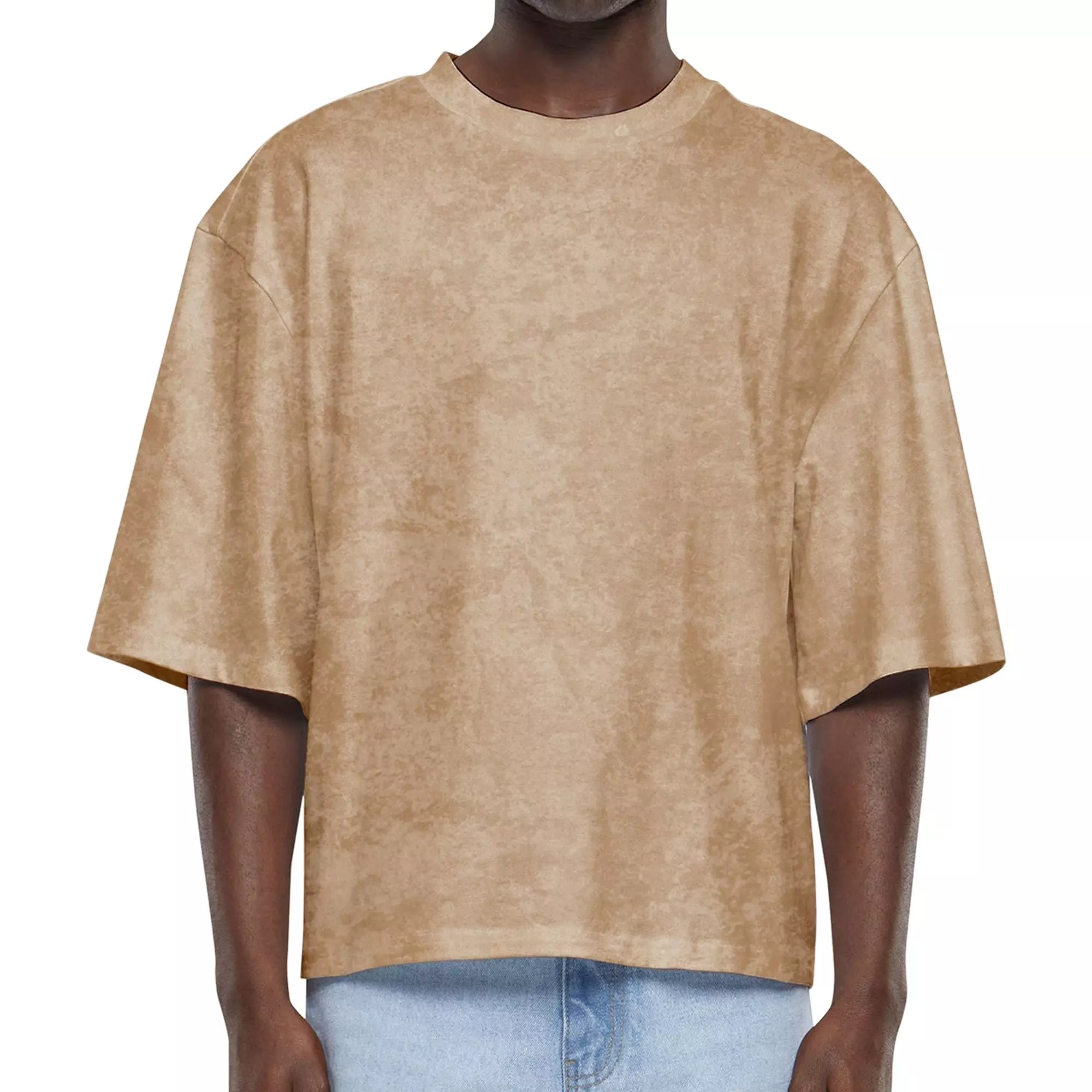 Forgotten Faces Men's Basic Crop Acid Tee - Union Beige - TAN