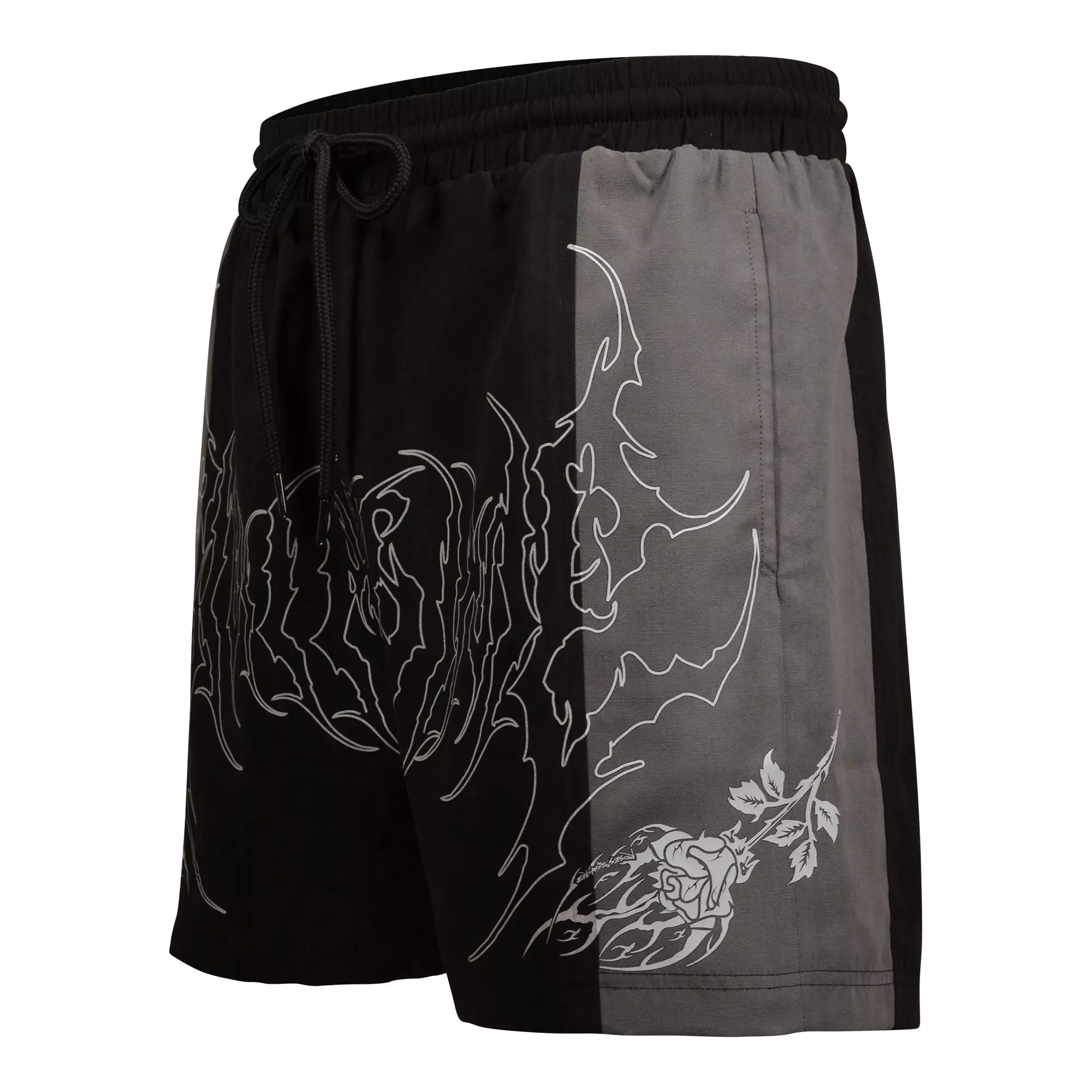 Civil Regime Men's Duality Rose Suede Shorts - BLACK/GREY