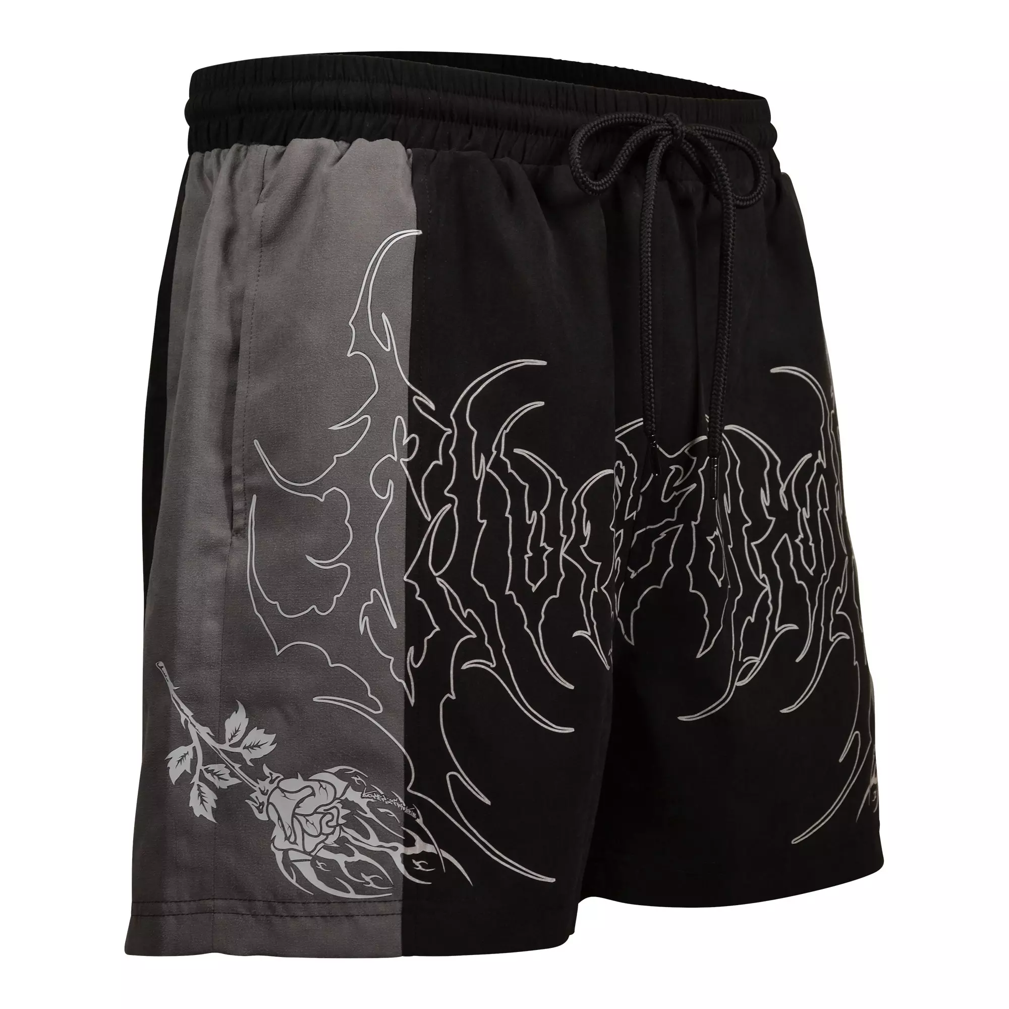 Civil Regime Men's Duality Rose Suede Shorts - BLACK/GREY