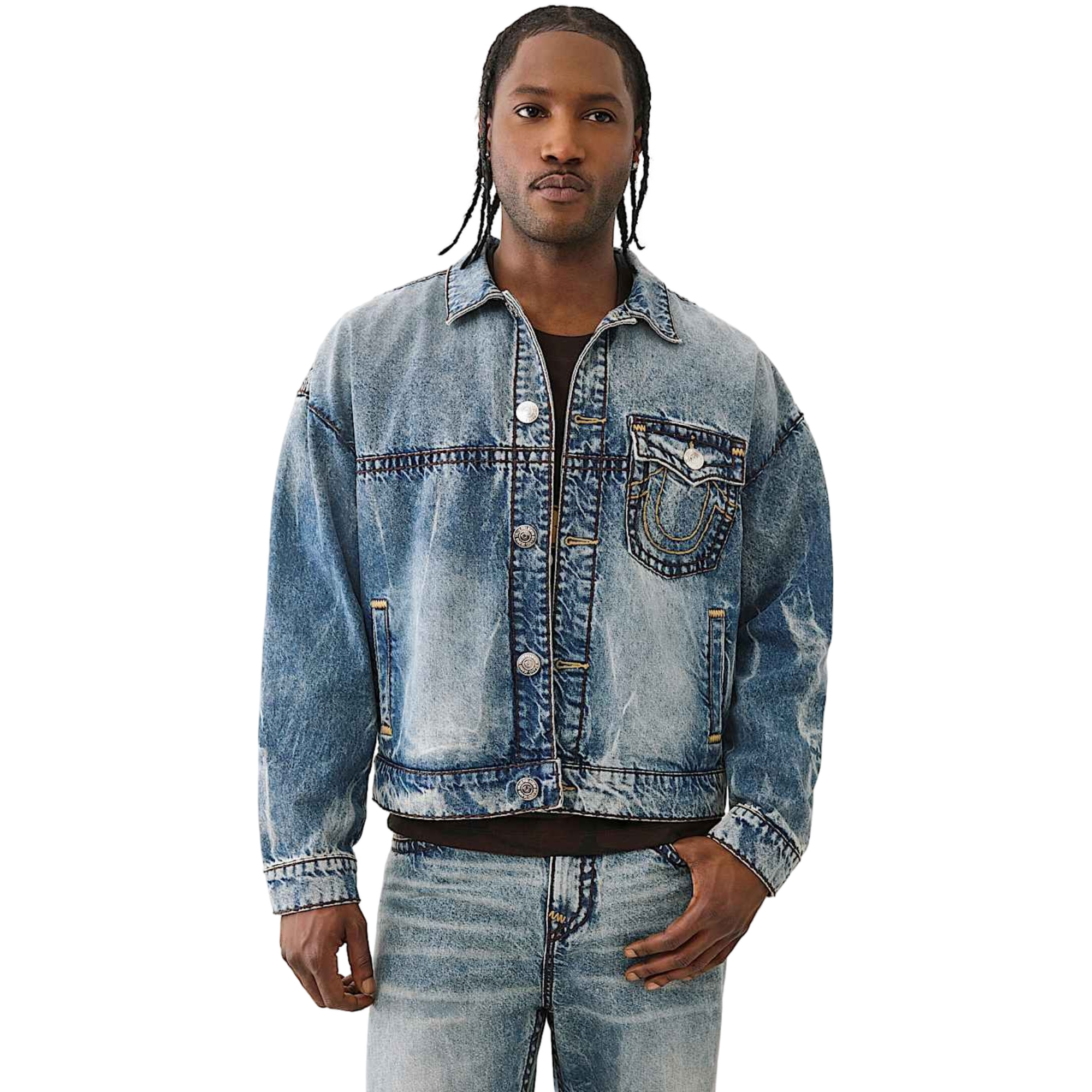True Religion Men's Super T Cropped Denim Jacket - INDIGO Thumbnail View 1