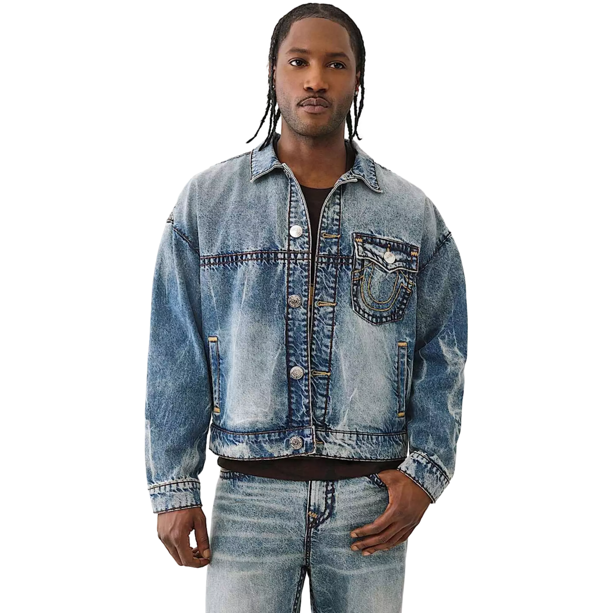 True Religion Men's Super T Cropped Denim Jacket - INDIGO