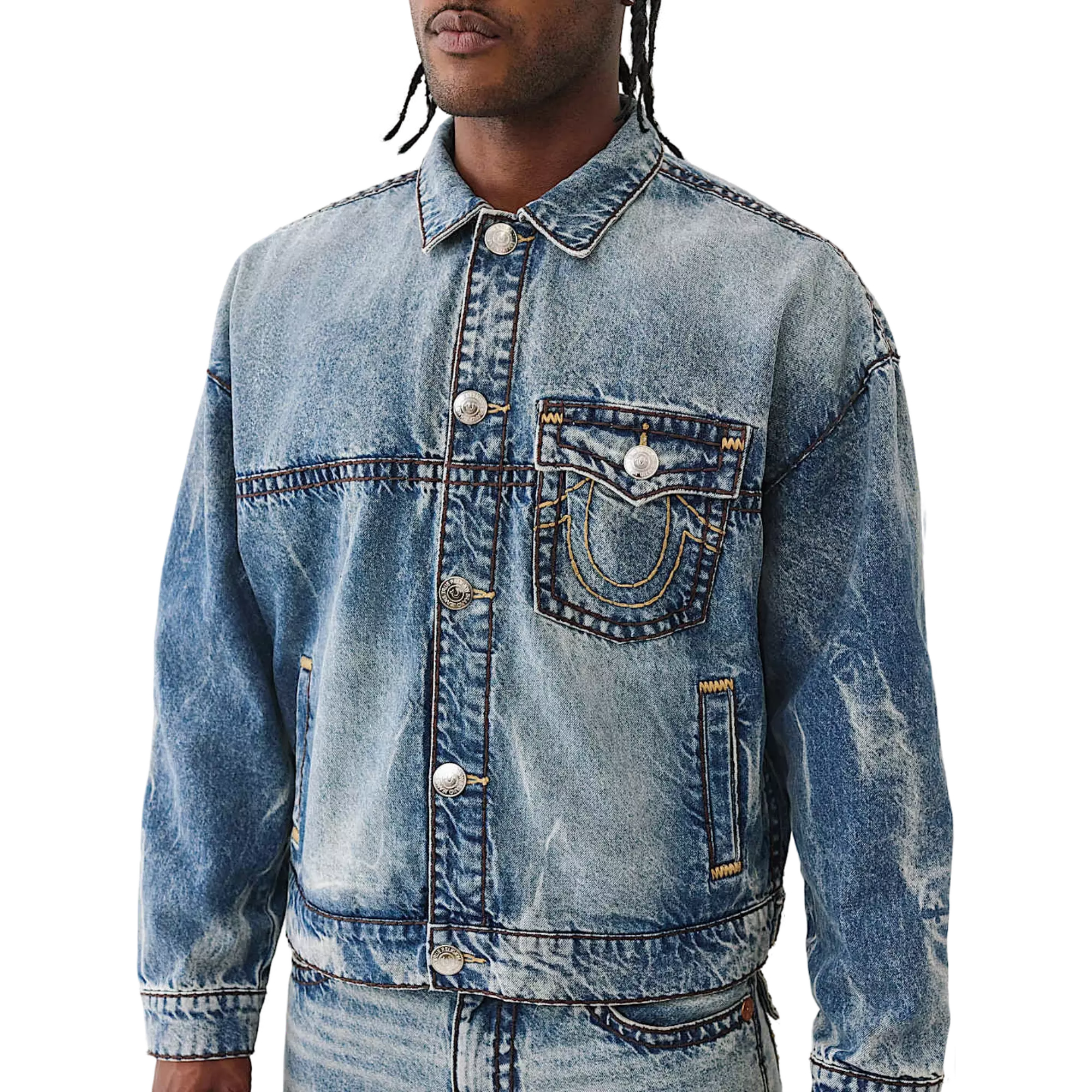 True Religion Men's Super T Cropped Denim Jacket - INDIGO