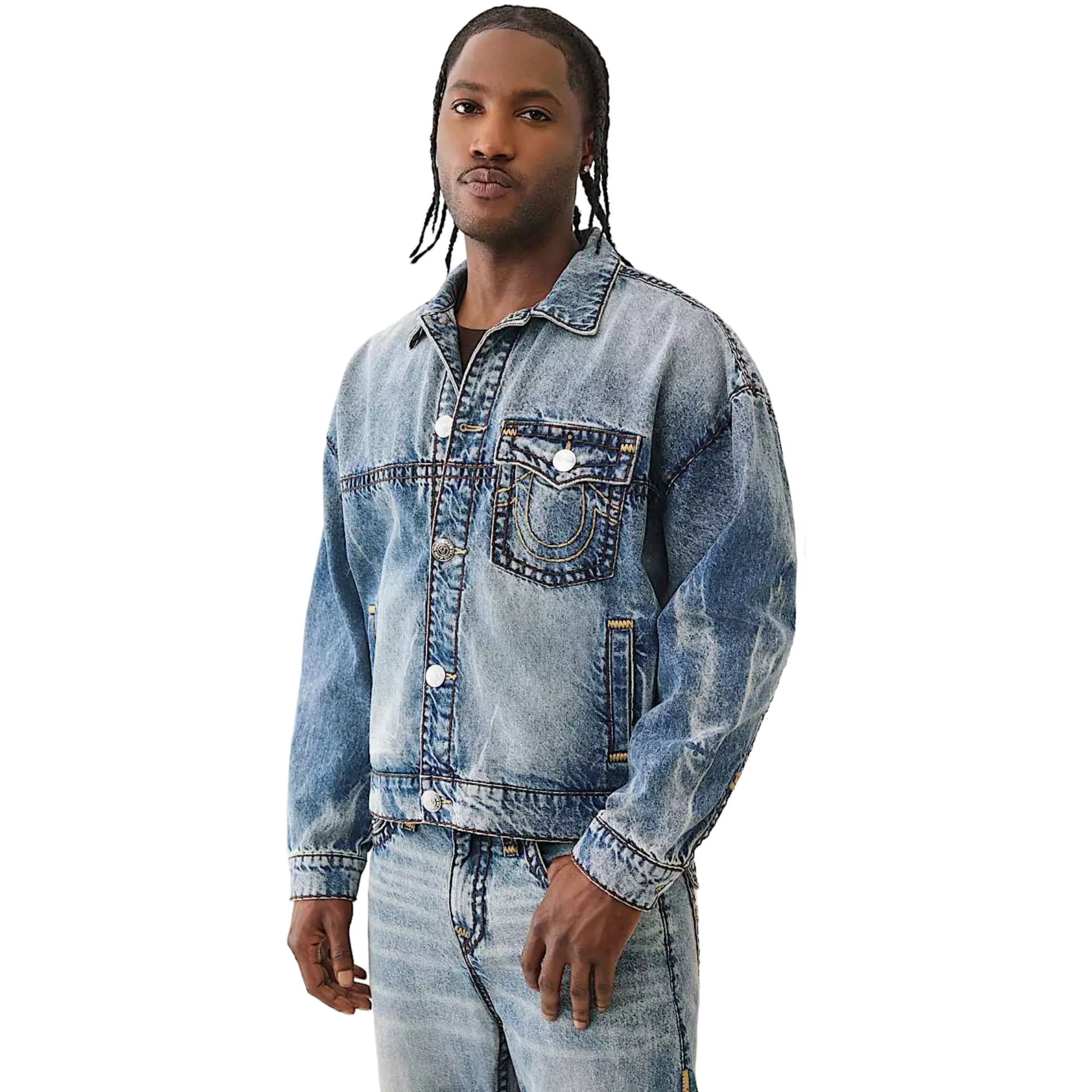 True Religion Men's Super T Cropped Denim Jacket - INDIGO