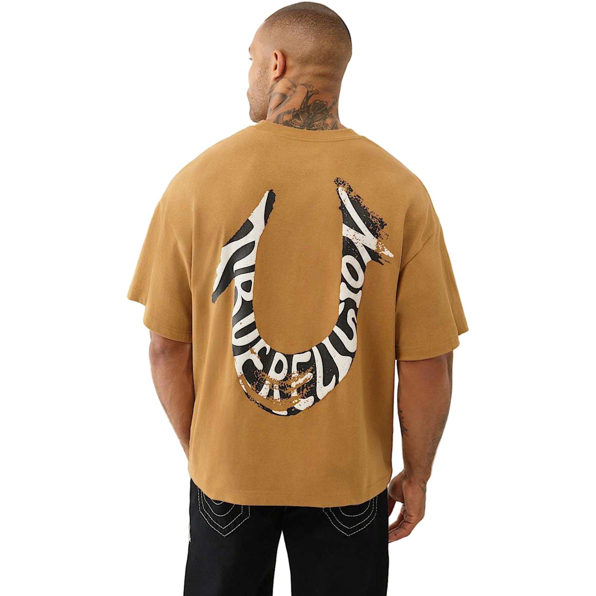 True Religion Men's Painted Puff Print Horseshoe Oversized Tee - WHEAT Thumbnail View 2