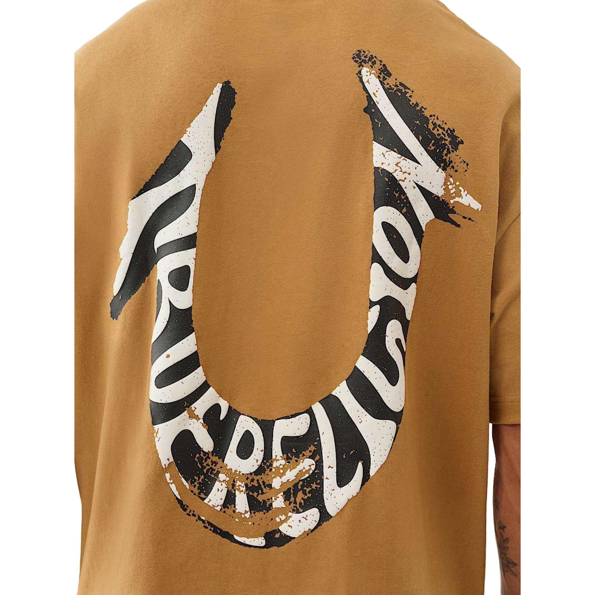 True Religion Men's Painted Puff Print Horseshoe Oversized Tee - WHEAT Thumbnail View 4