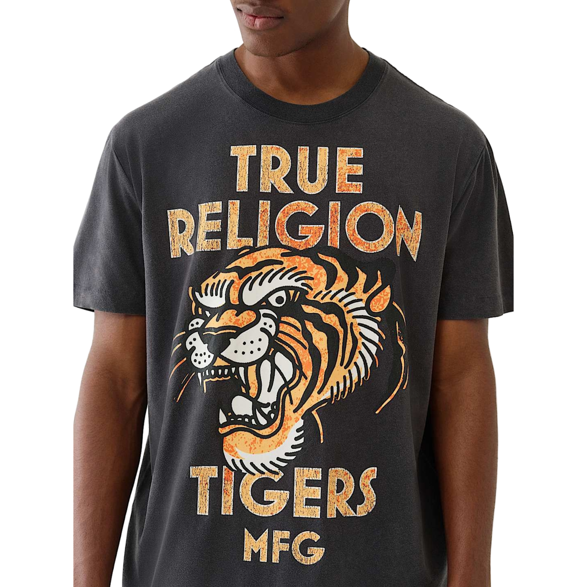 True Religion Men's MFG Tiger Vintage Tee - BLACK Thumbnail View 3