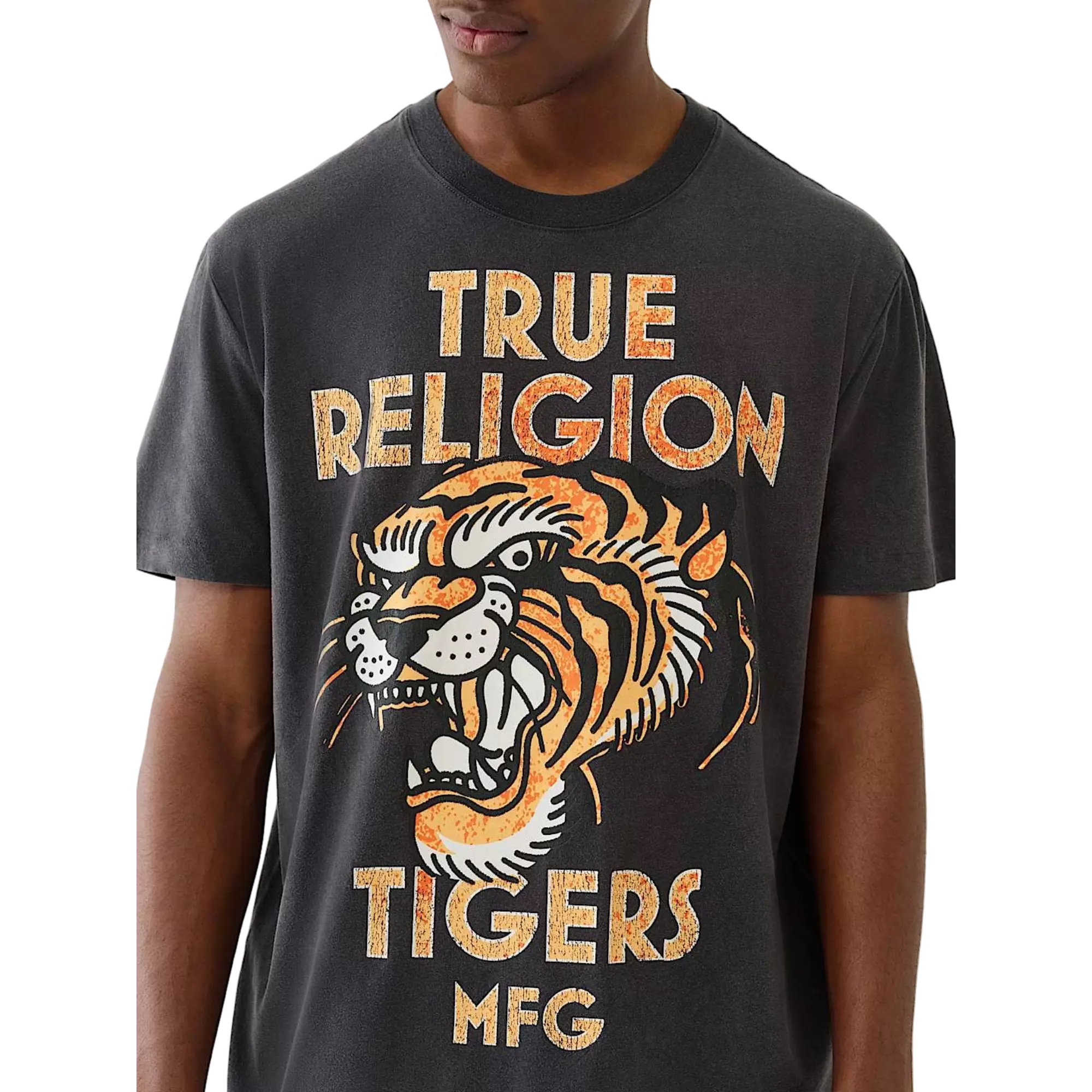 True Religion Men's MFG Tiger Vintage Tee - BLACK