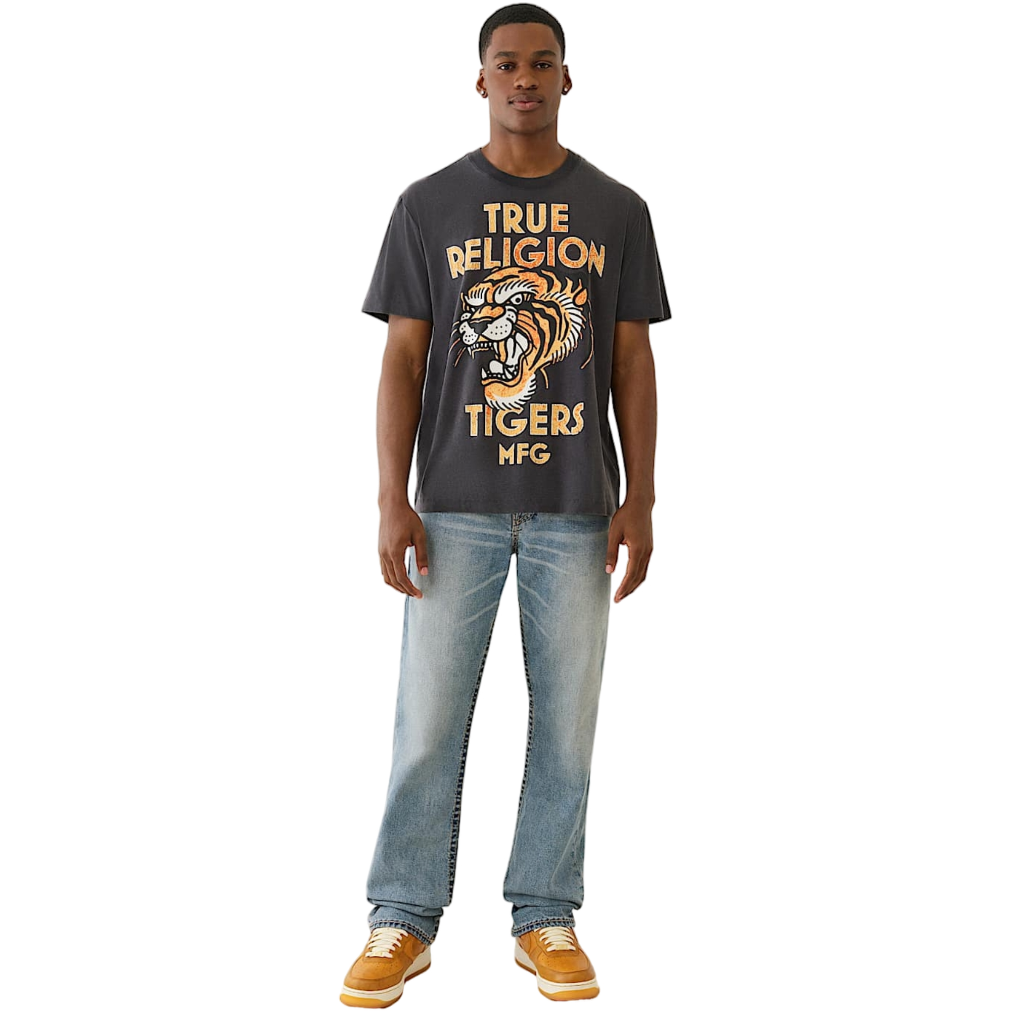 True Religion Men's MFG Tiger Vintage Tee - BLACK Thumbnail View 5