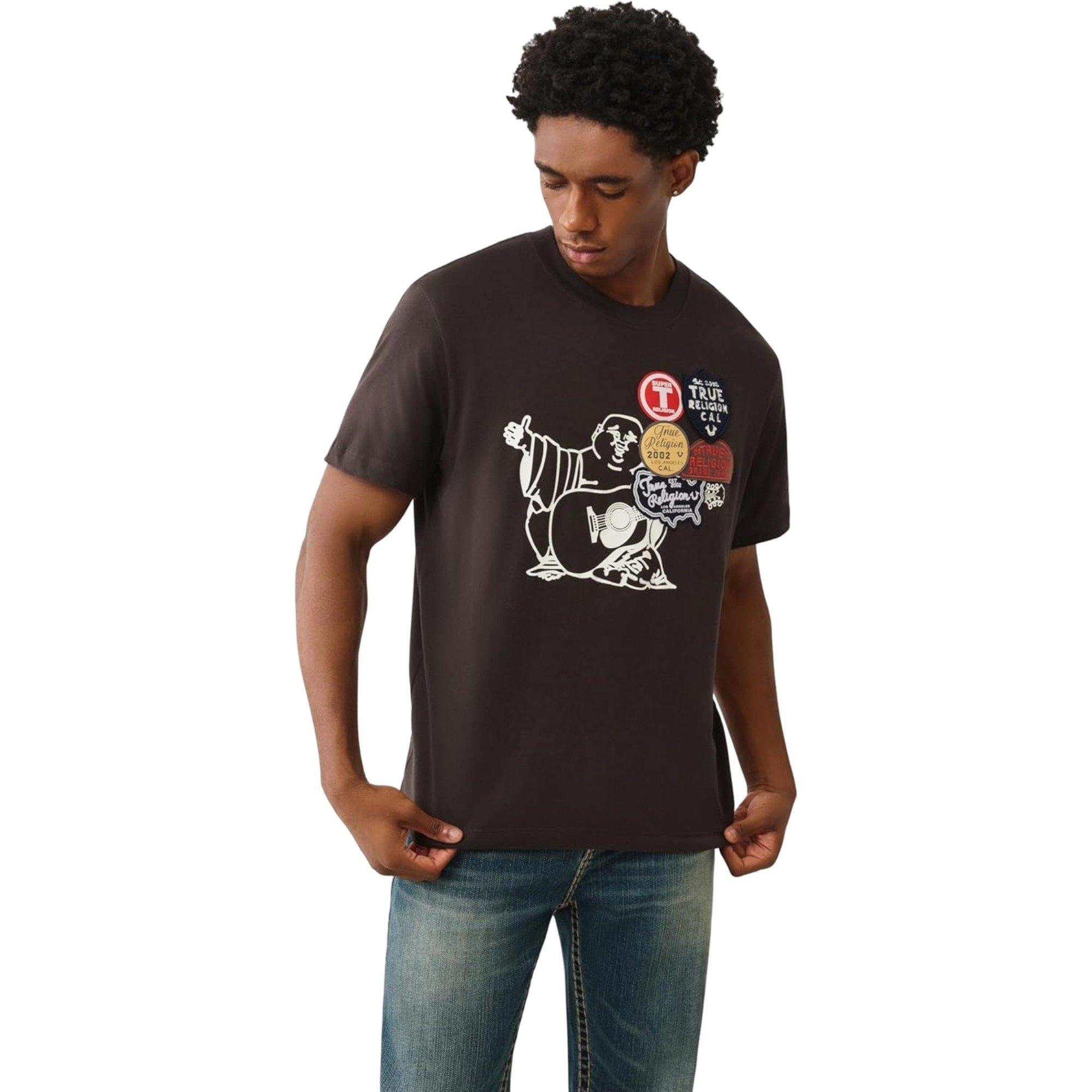 True Religion Men's Patch Buddha Tee - BROWN Thumbnail View 1