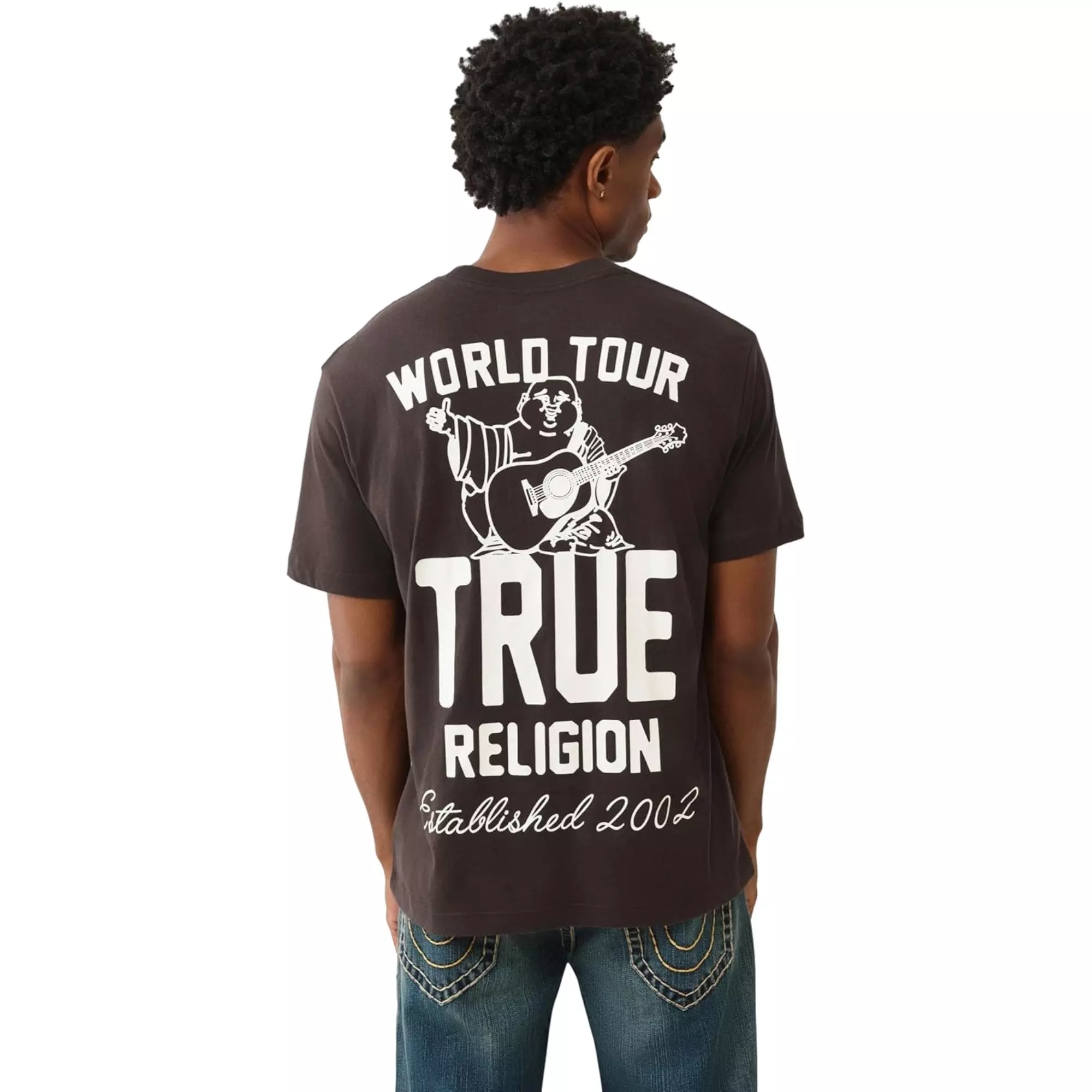 True Religion Men's Patch Buddha Tee - BROWN