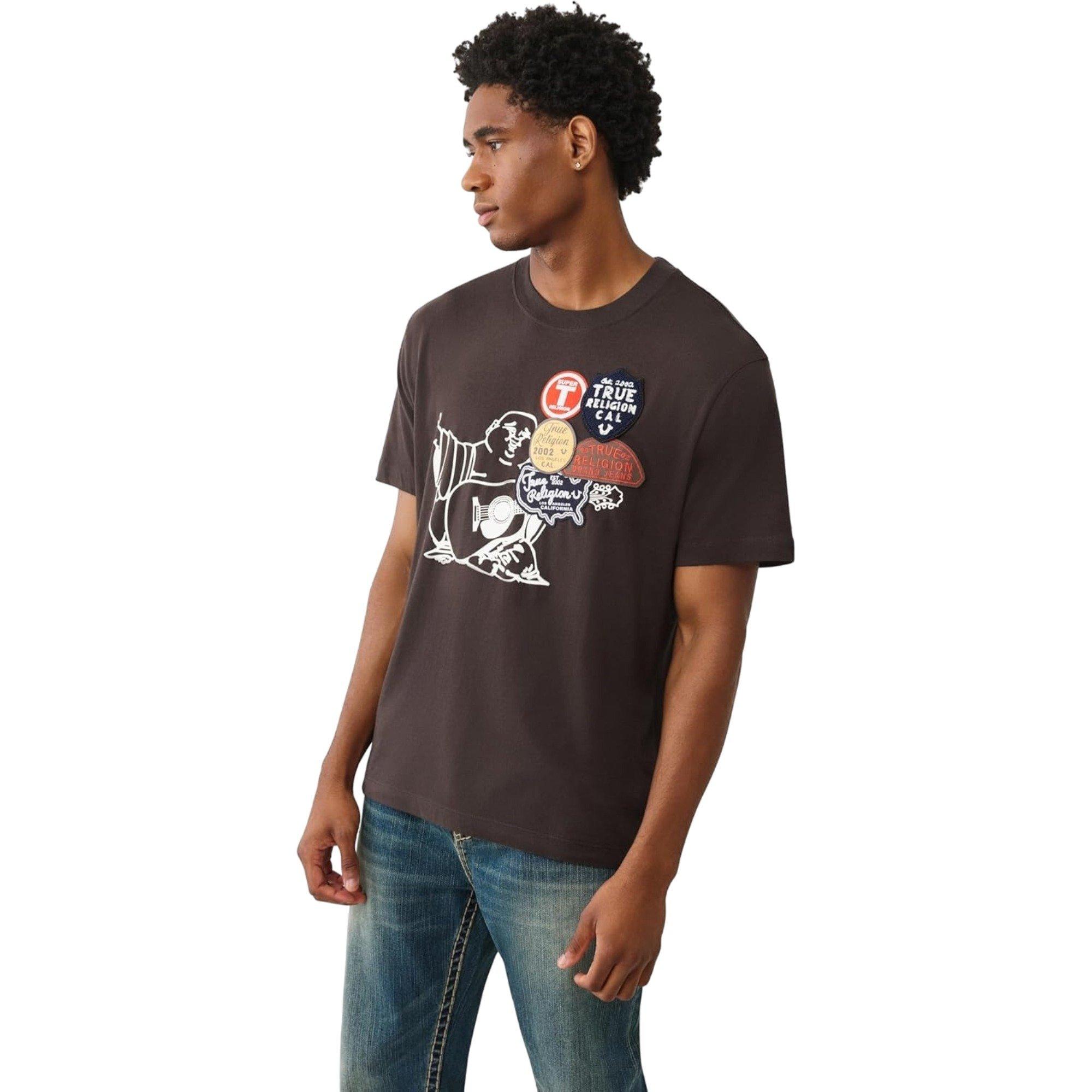 True Religion Men's Patch Buddha Tee - BROWN Thumbnail View 5
