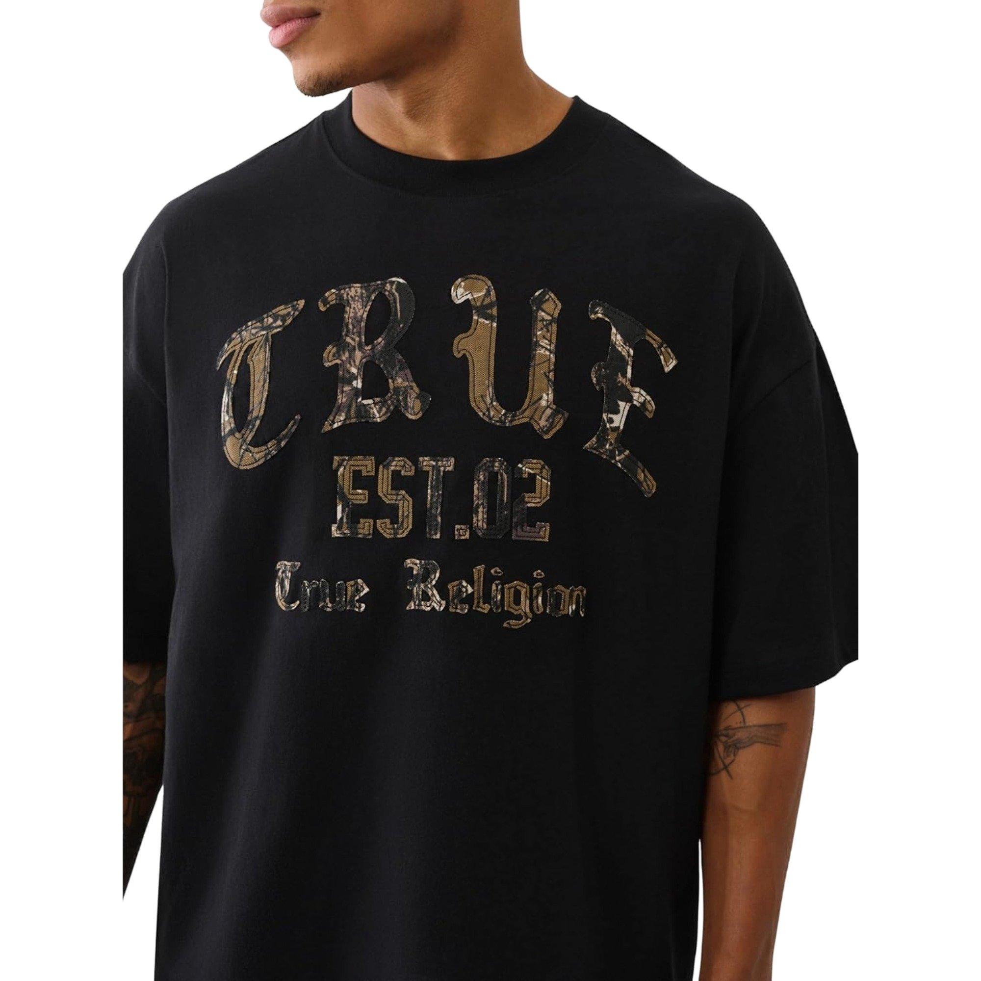 True Religion Men's Forest Camo Oversized Tee - BLACK Thumbnail View 3