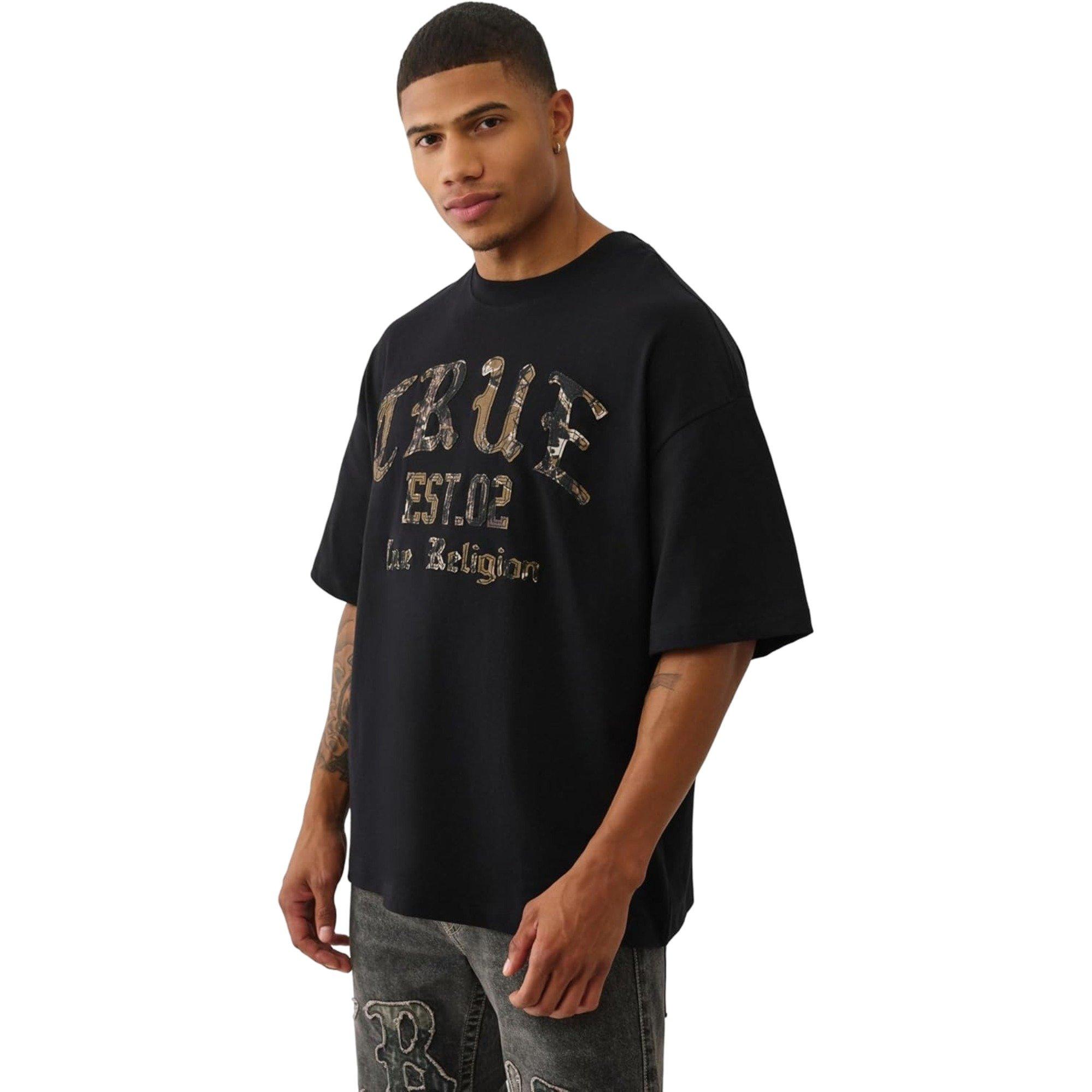 True Religion Men's Forest Camo Oversized Tee - BLACK Thumbnail View 4
