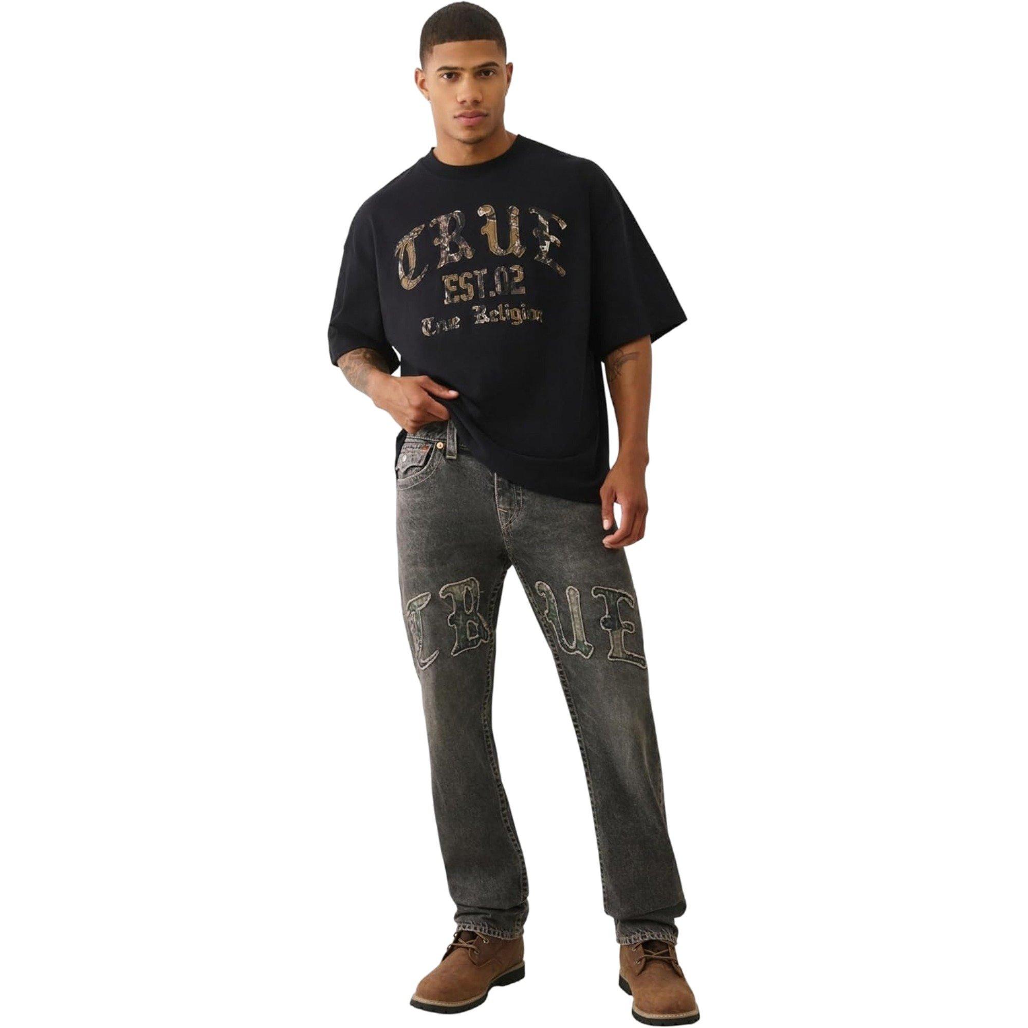 True Religion Men's Forest Camo Oversized Tee - BLACK Thumbnail View 5
