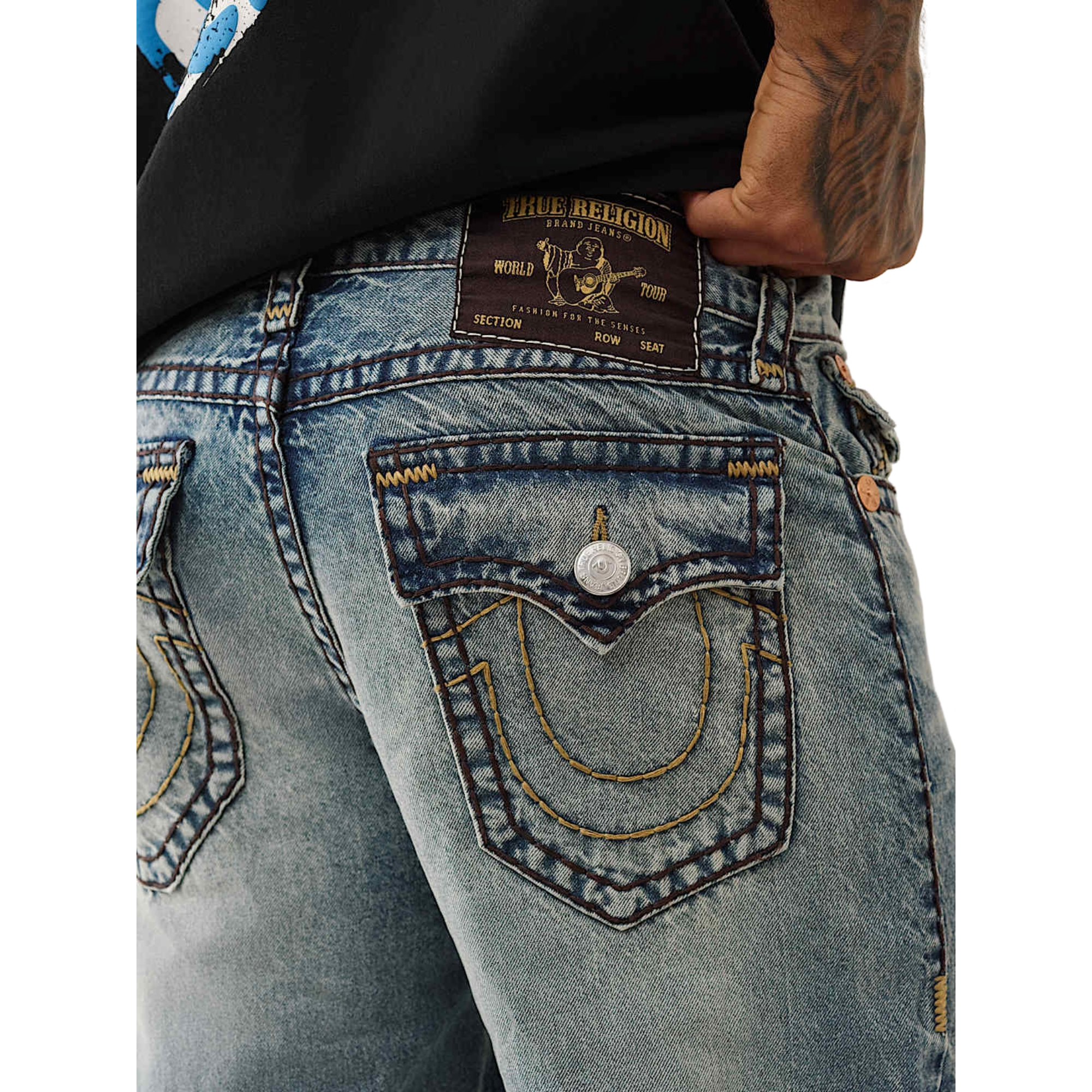 パンツ true Religion VINNY Ultra Baggy 32 VINNY DISTRESSED ULTRA BAGGY JEAN - LIGHT WASH WITH RIPS