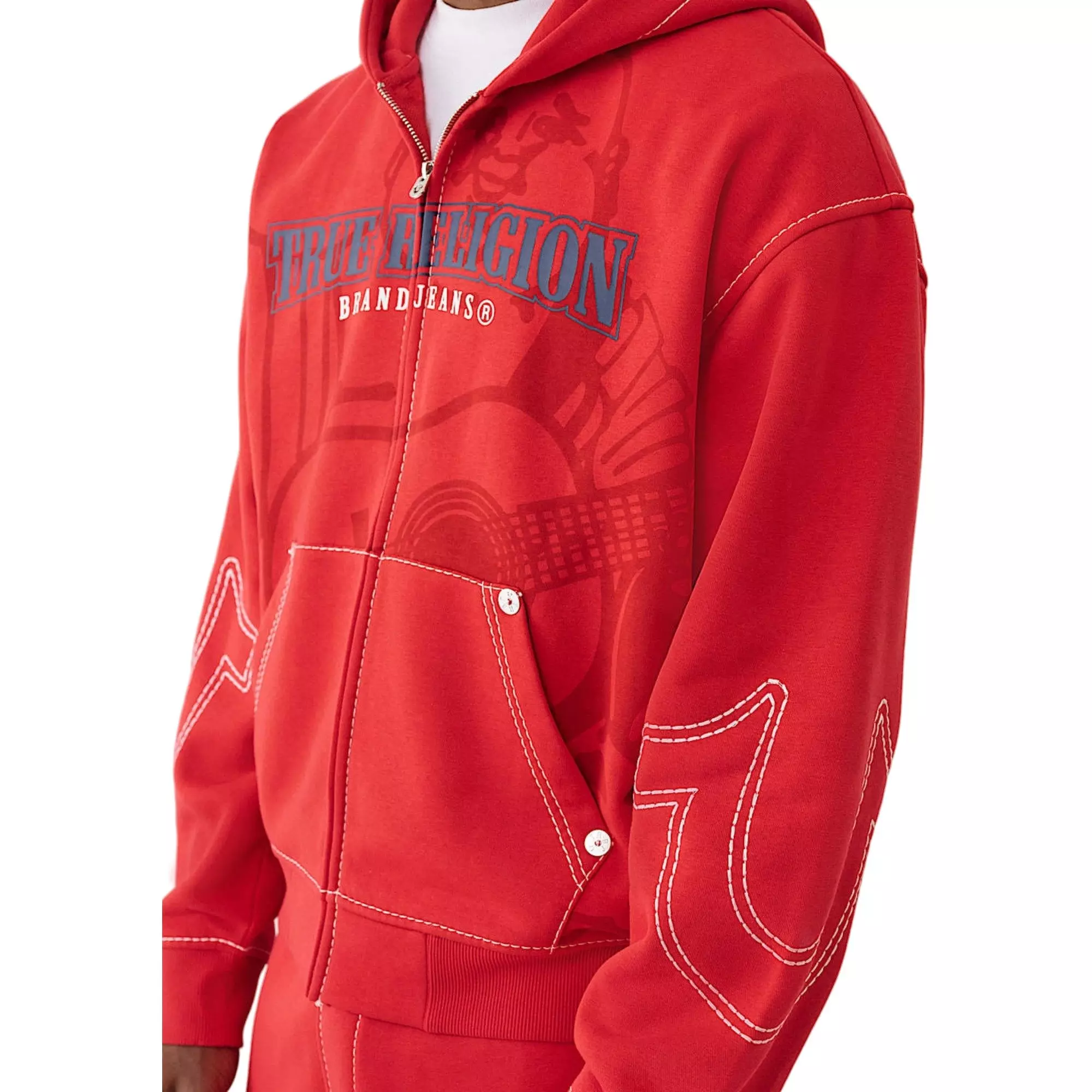True Religion Men's Buddha Big T Full-Zip Jacket - RED