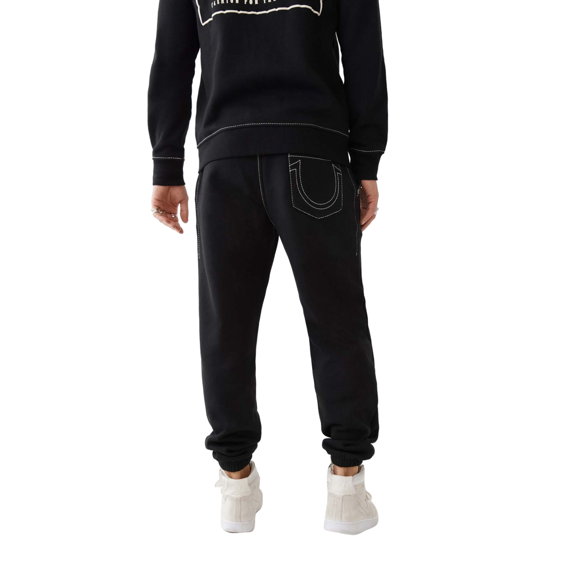 True Religion Men's Big T Logo Jogger - BLACK/WHITE Thumbnail View 2