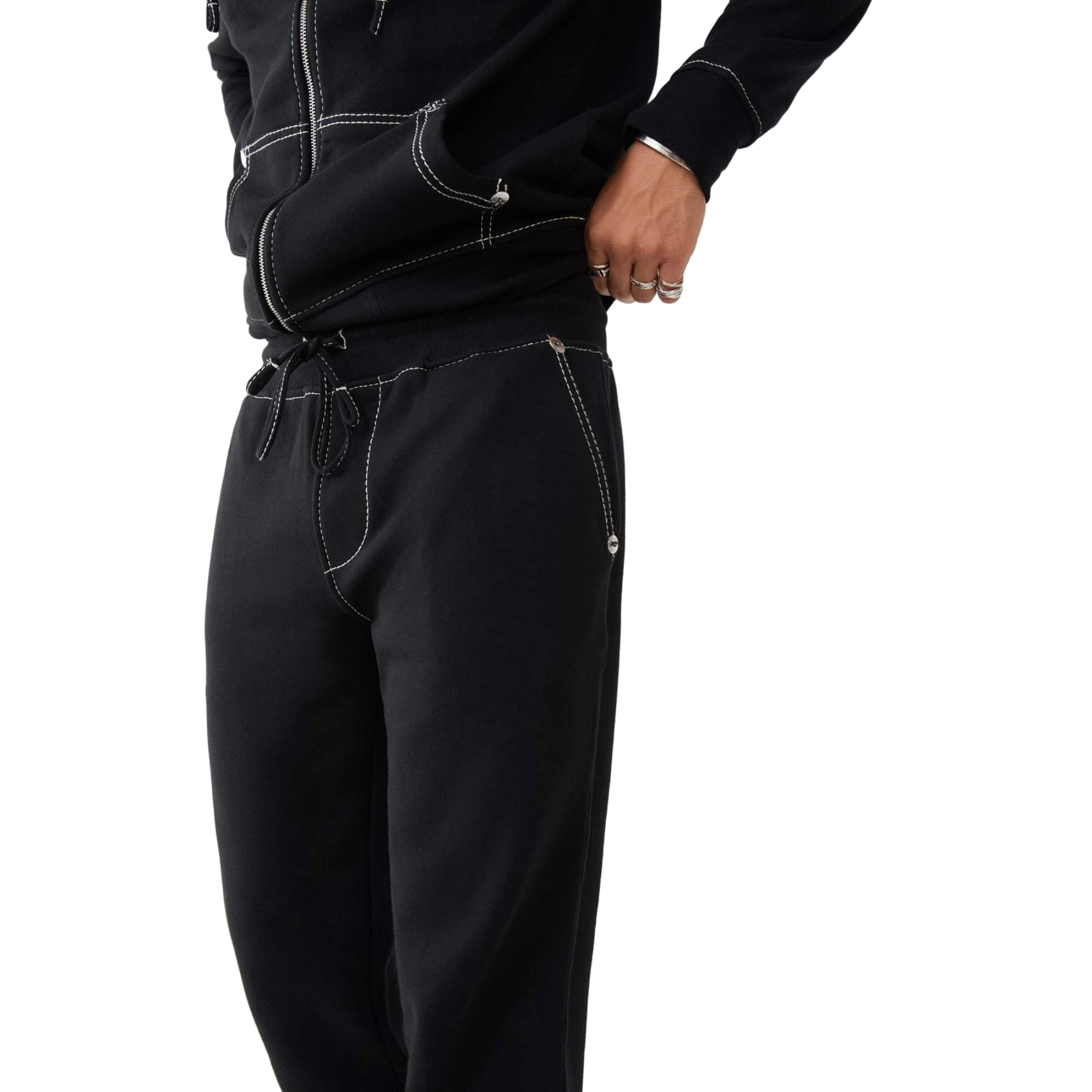 True Religion Men's Big T Logo Jogger - BLACK/WHITE Thumbnail View 3