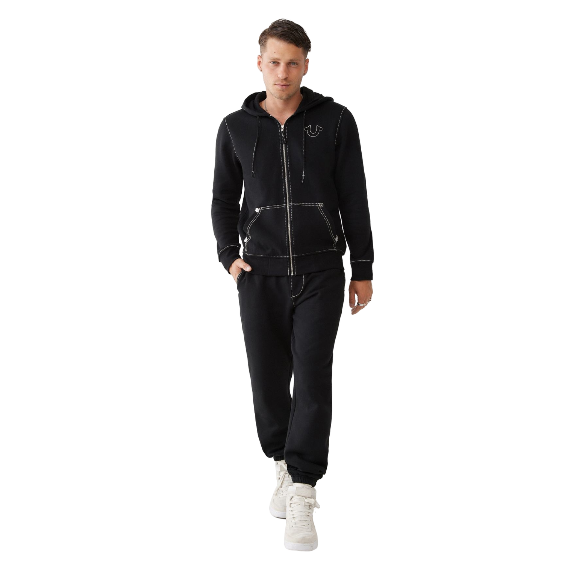 True Religion Men's Big T Logo Jogger - BLACK/WHITE Thumbnail View 5