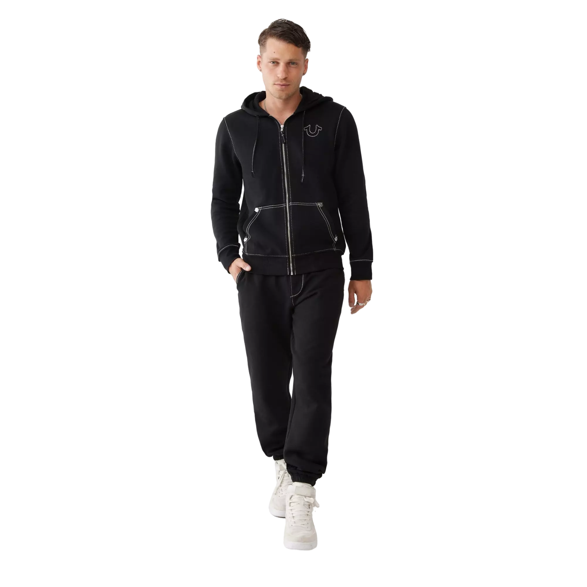 True Religion Men's Big T Logo Jogger - BLACK/WHITE