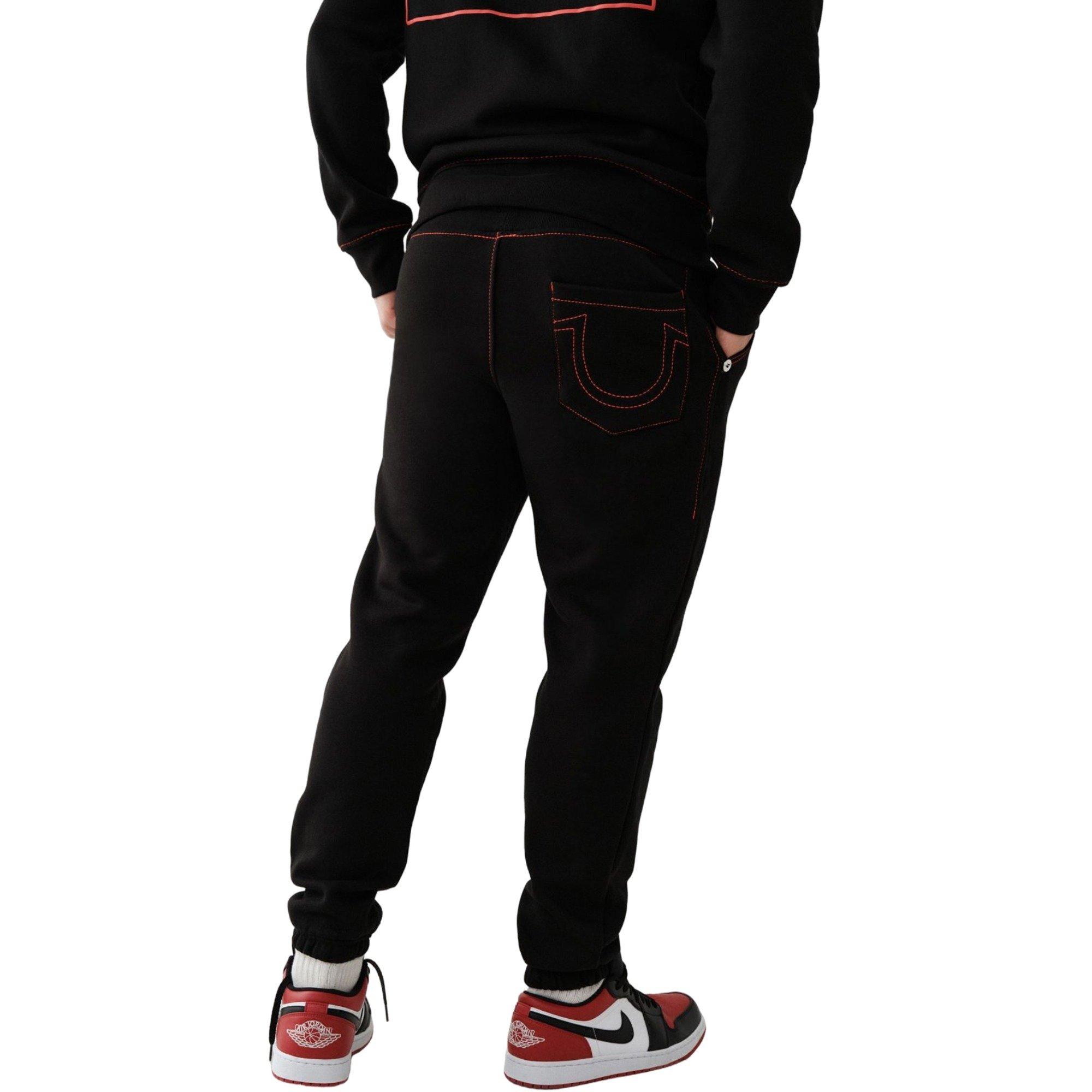 True Religion Men's Big T Logo Jogger-Black/Red - BLACK/RED Thumbnail View 2