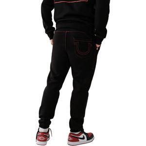 True Religion Men's Big T Logo Jogger-Black/Red
