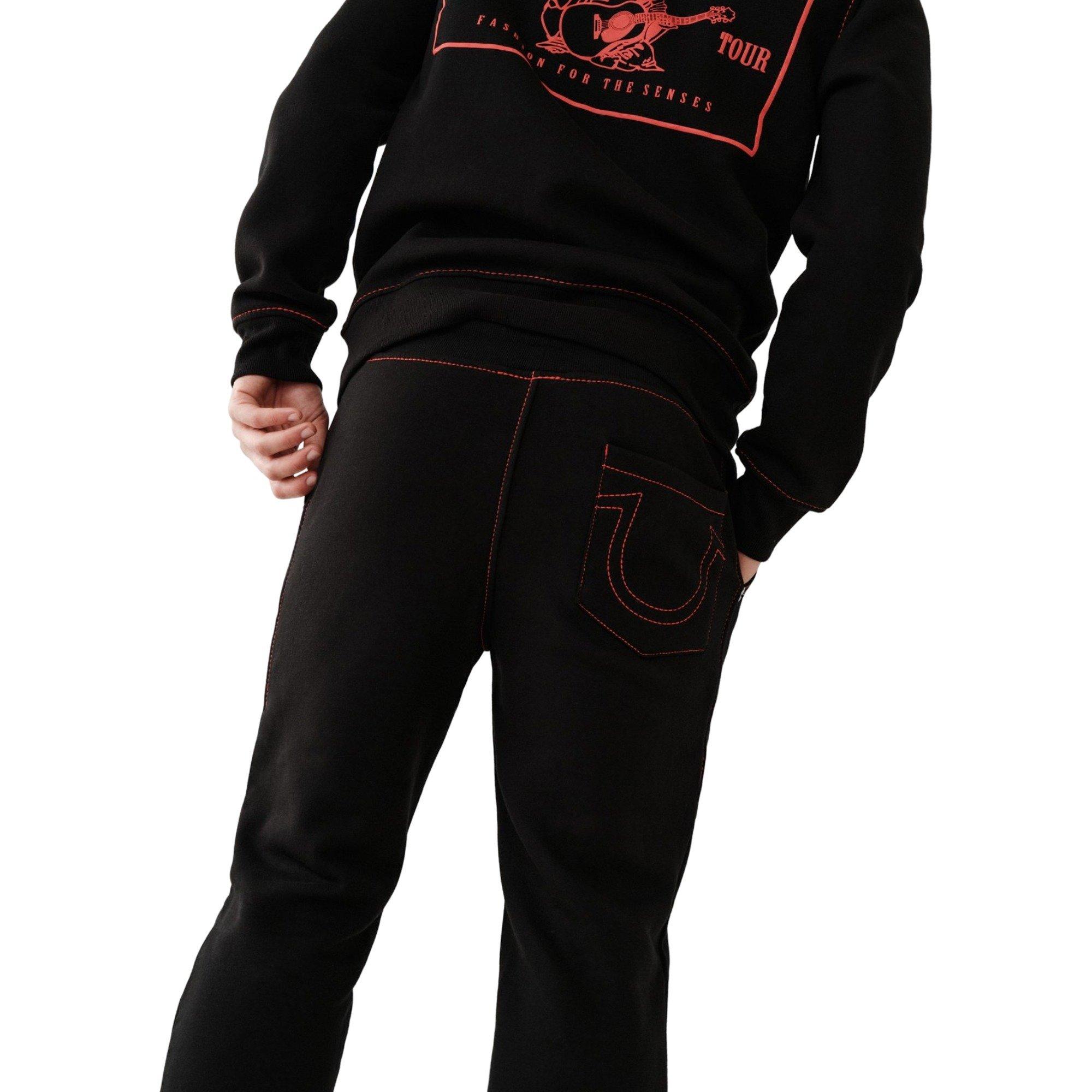 True Religion Men's Big T Logo Jogger-Black/Red - BLACK/RED Thumbnail View 3