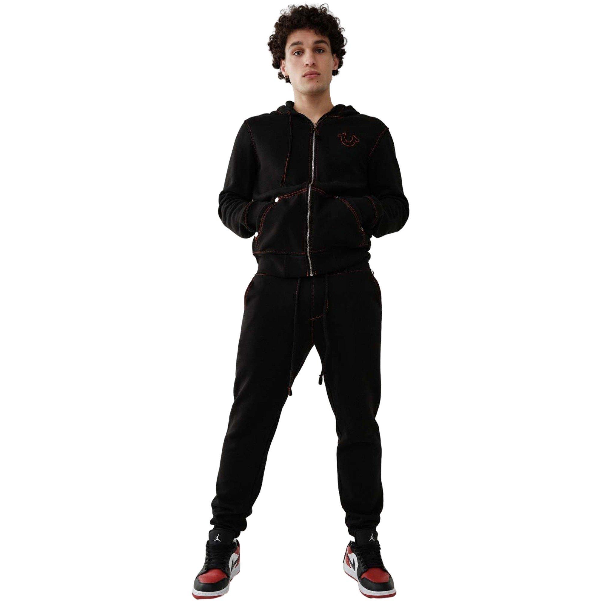 True Religion Men's Big T Logo Jogger-Black/Red - BLACK/RED Thumbnail View 4