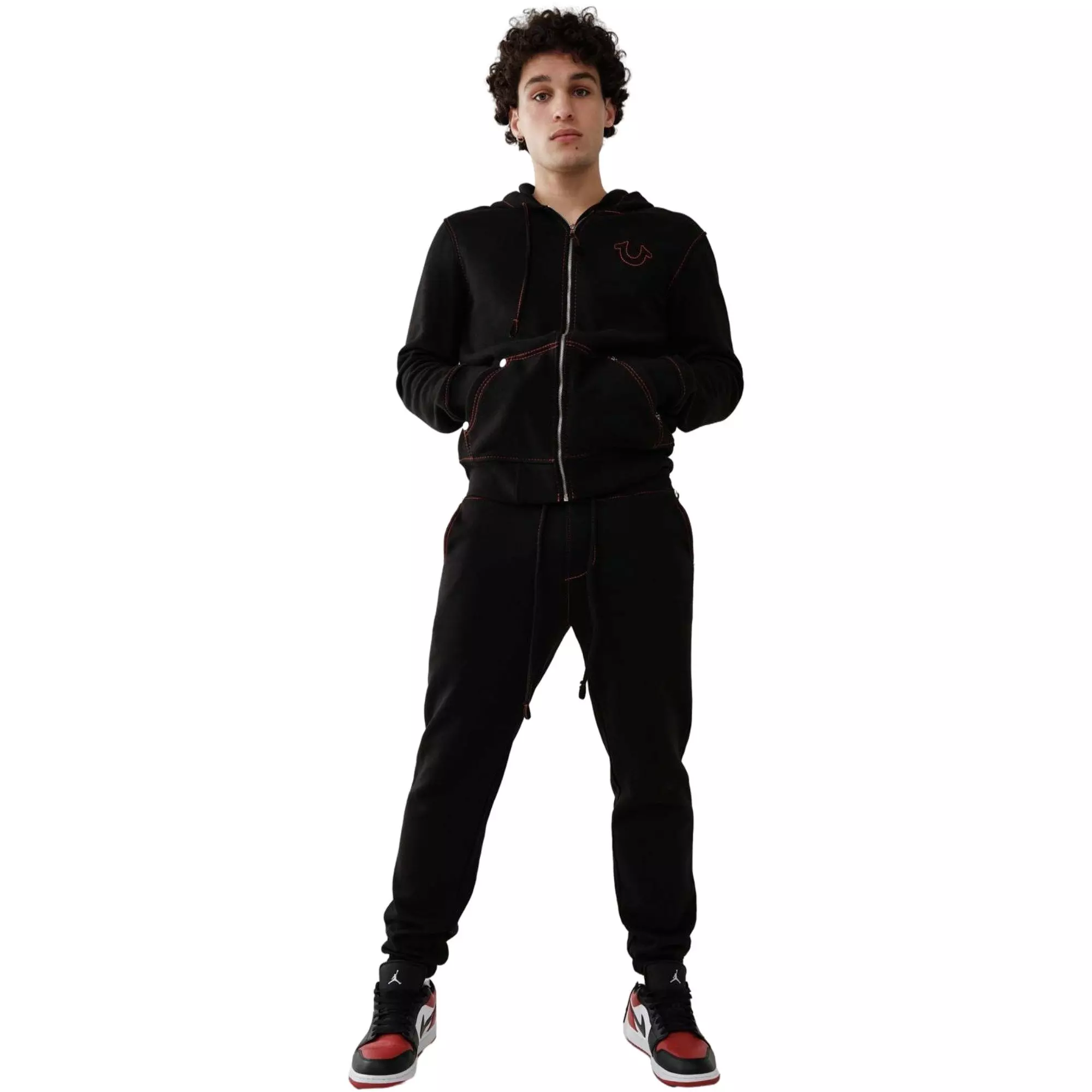 True Religion Men's Big T Logo Jogger-Black/Red - BLACK/RED