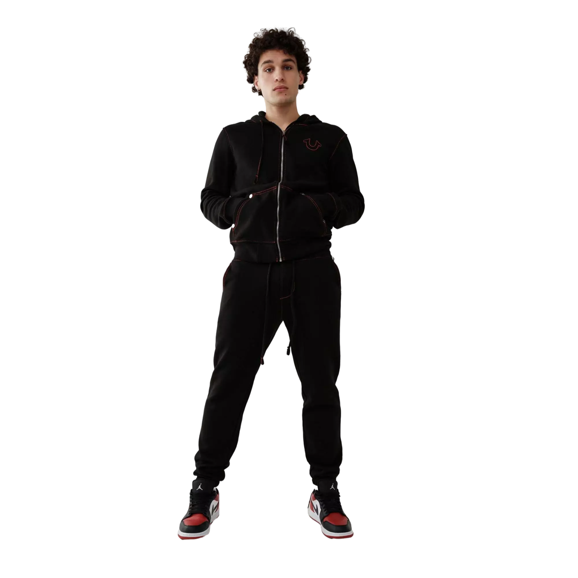 True Religion Men's Big T Logo Jogger-Black/Red - BLACK/RED