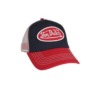 Von Dutch Staple Trucker Snapback Hat-Navy/Red