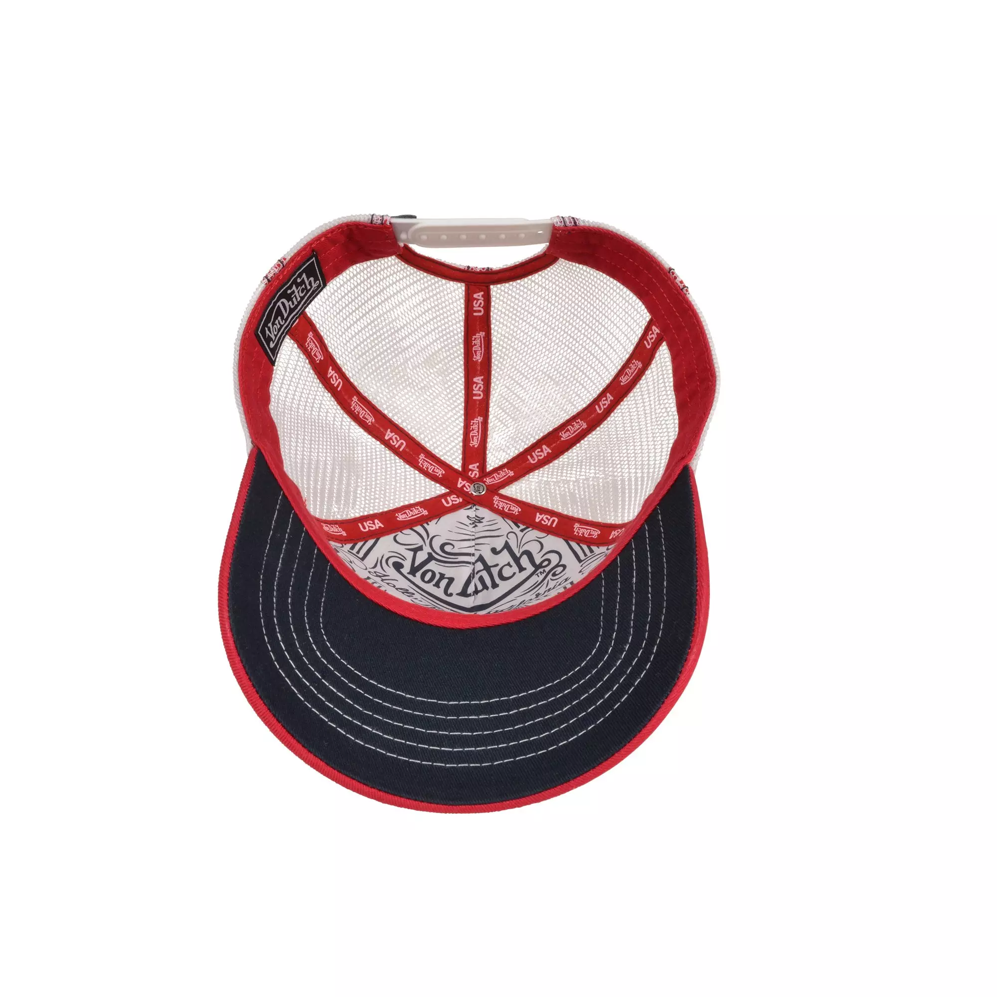 Von Dutch Staple Trucker Snapback Hat-Navy/Red - NAVY/RED
