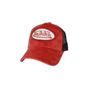 Von Dutch Velvet Trucker Snapback Hat-Red