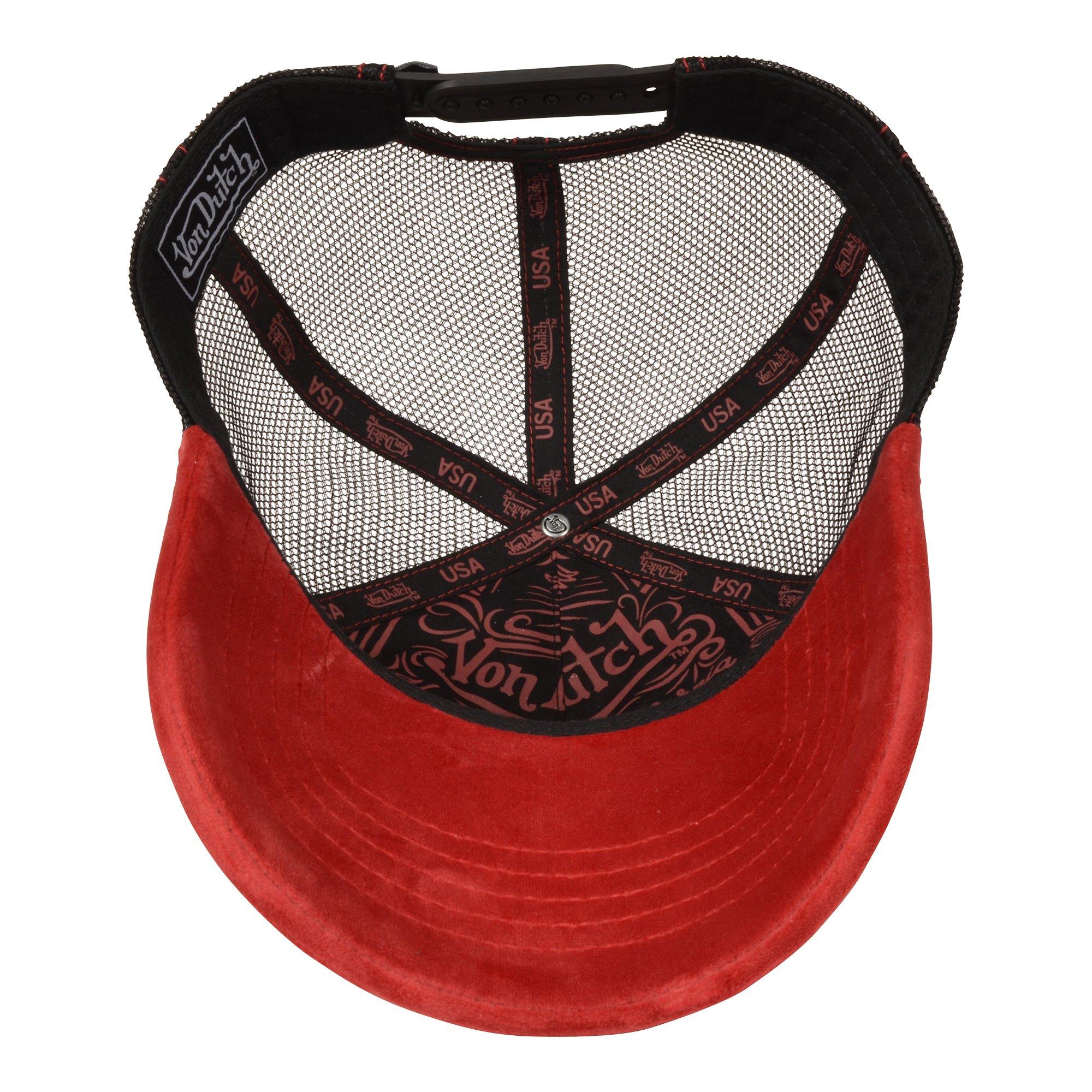 Brand new Von Dutch Red Velvet Trucker with Black Mesh Von Dutch Velvet Trucker Mens Hat Brown Black VDHH0004-204  main image 3