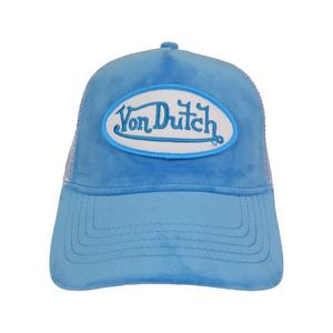 Von Dutch Velvet Trucker Snapback Hat-Blue