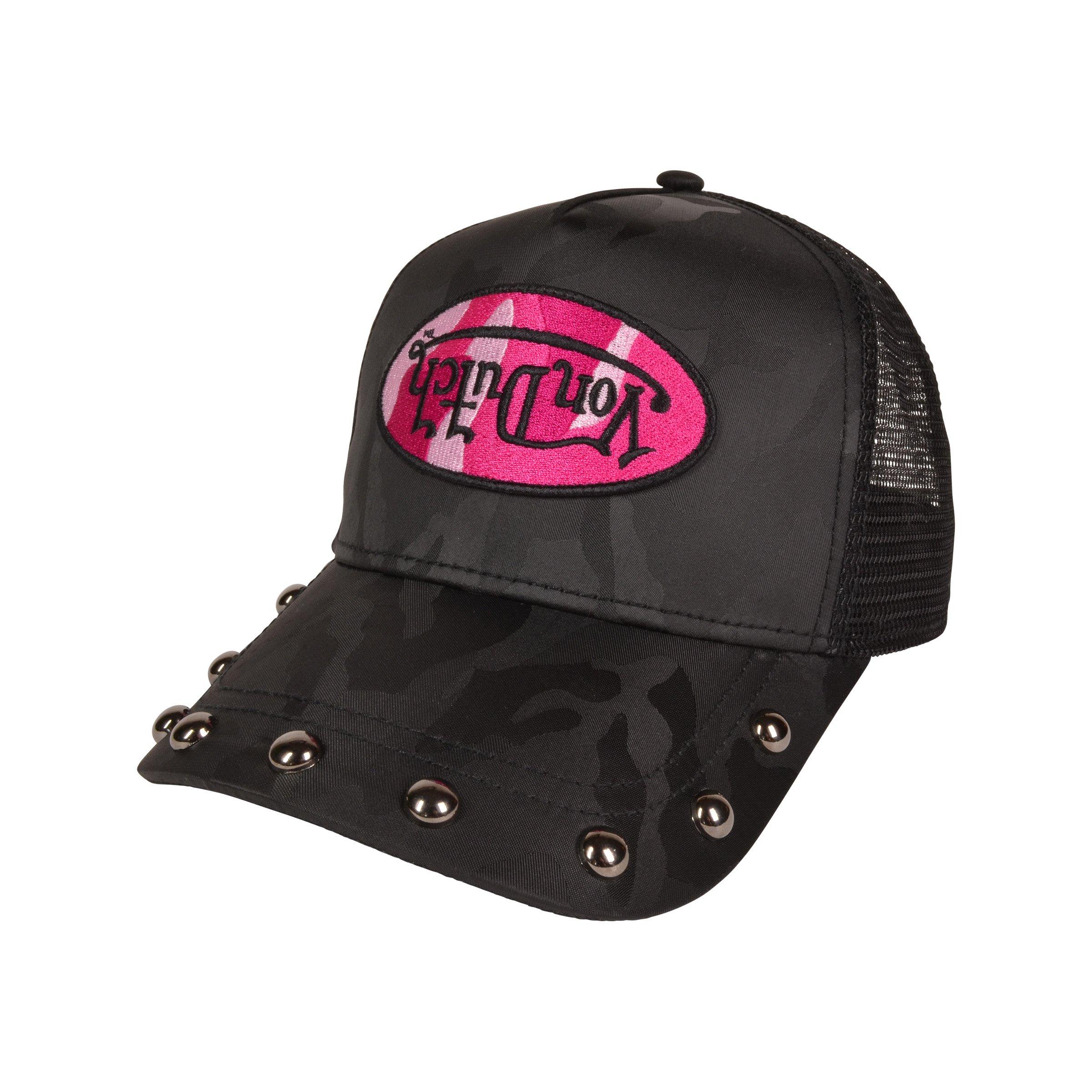 Von Dutch Studded Trucker Snapback Hat-Black - BLACK Thumbnail View 1