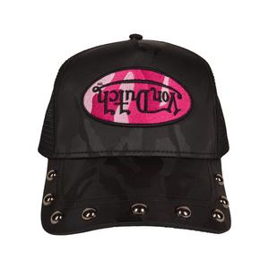 Von Dutch Studded Trucker Snapback Hat-Black