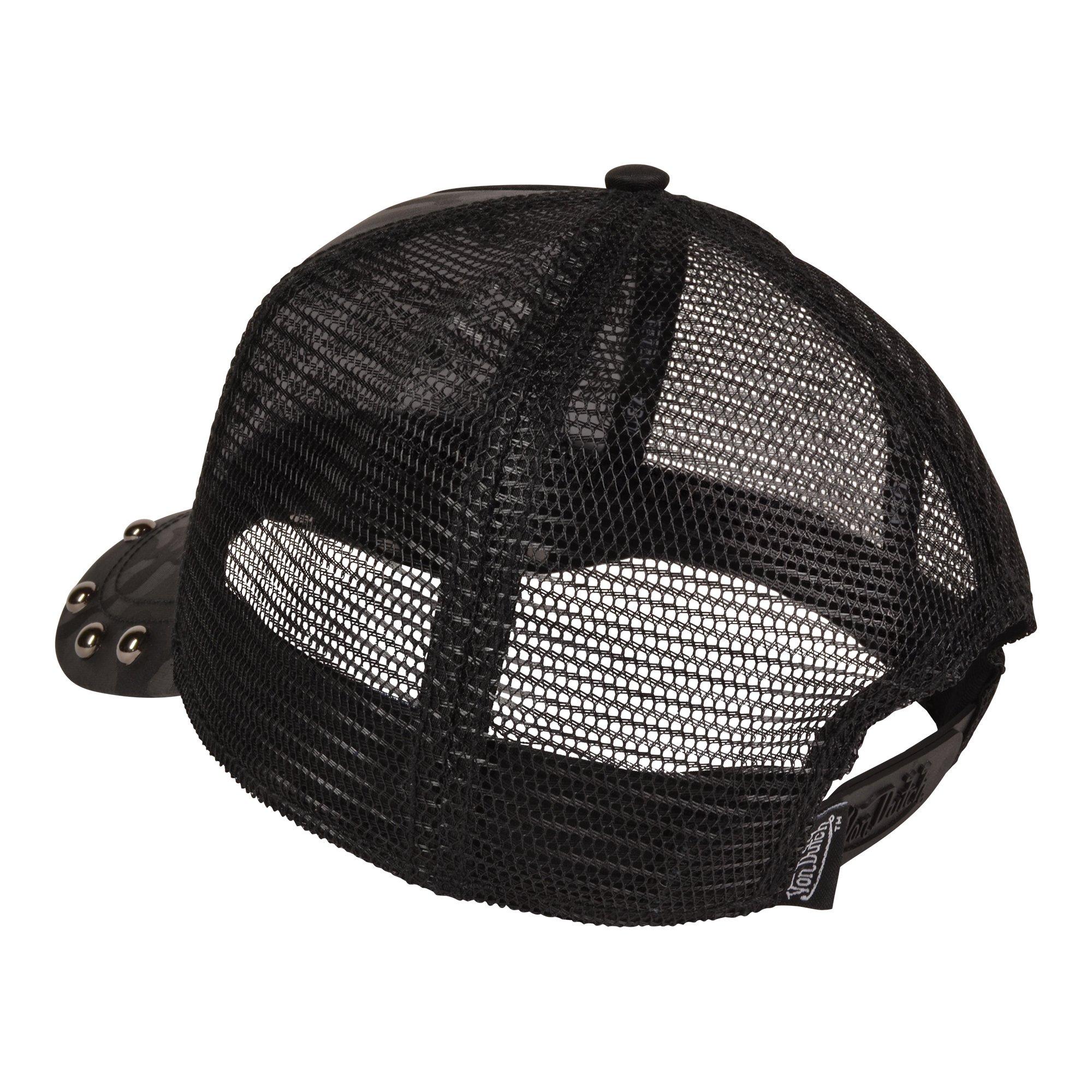 Von Dutch Studded Trucker Snapback Hat-Black - BLACK Thumbnail View 4