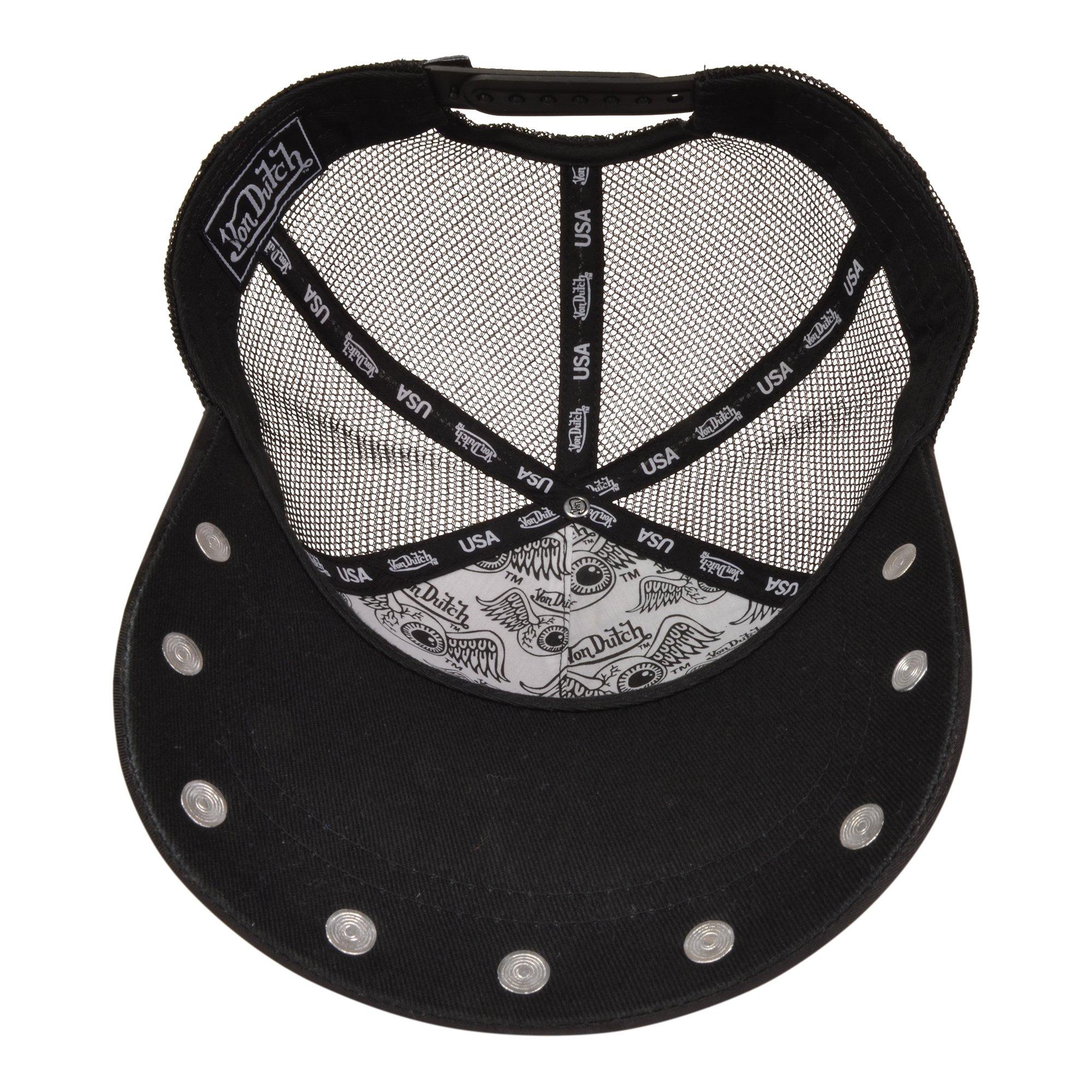Von Dutch Studded Trucker Snapback Hat-Black - BLACK Thumbnail View 5